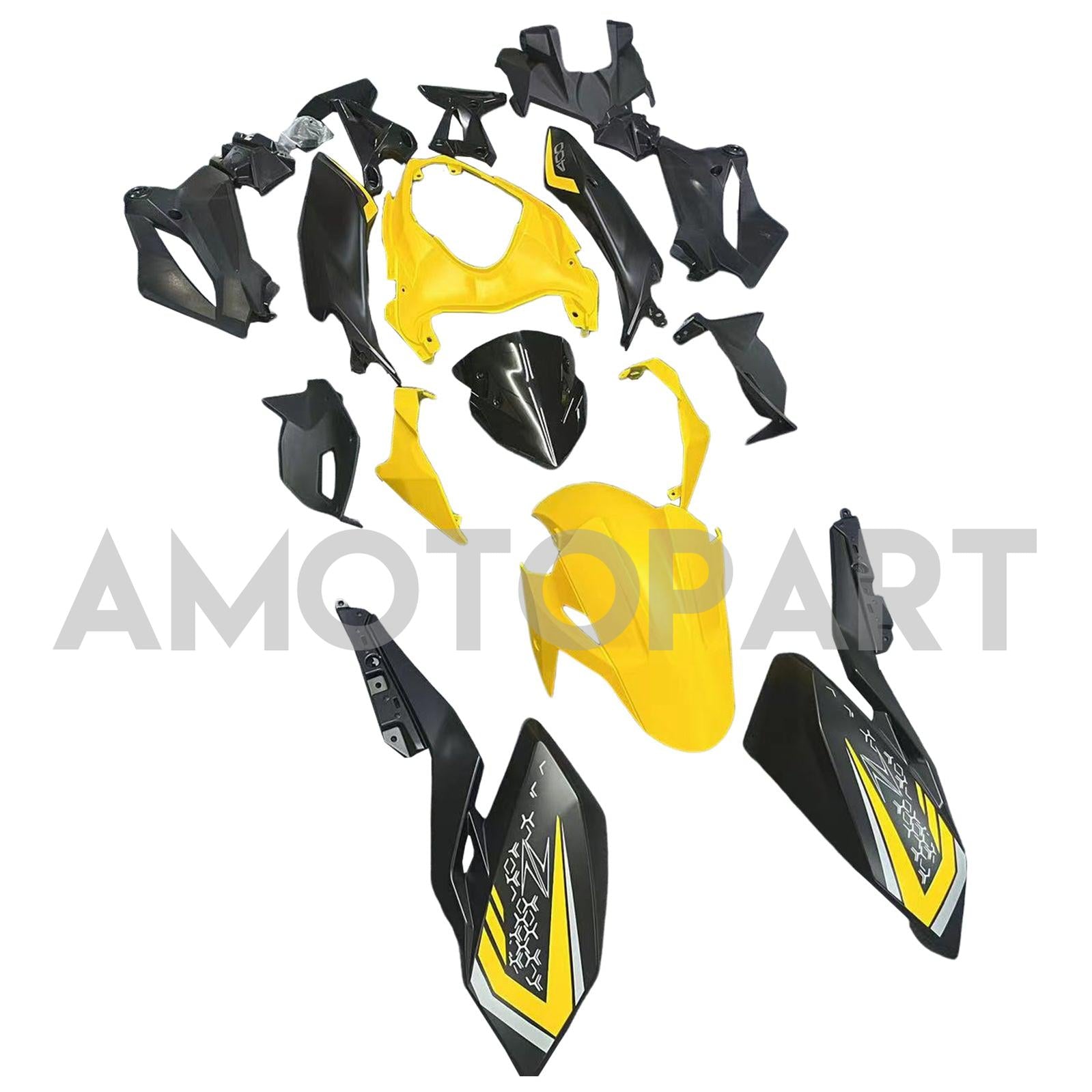 Amotopart 2018-2024 Z400 Kawasaki Black Yellow Style2 Verkleidungskit