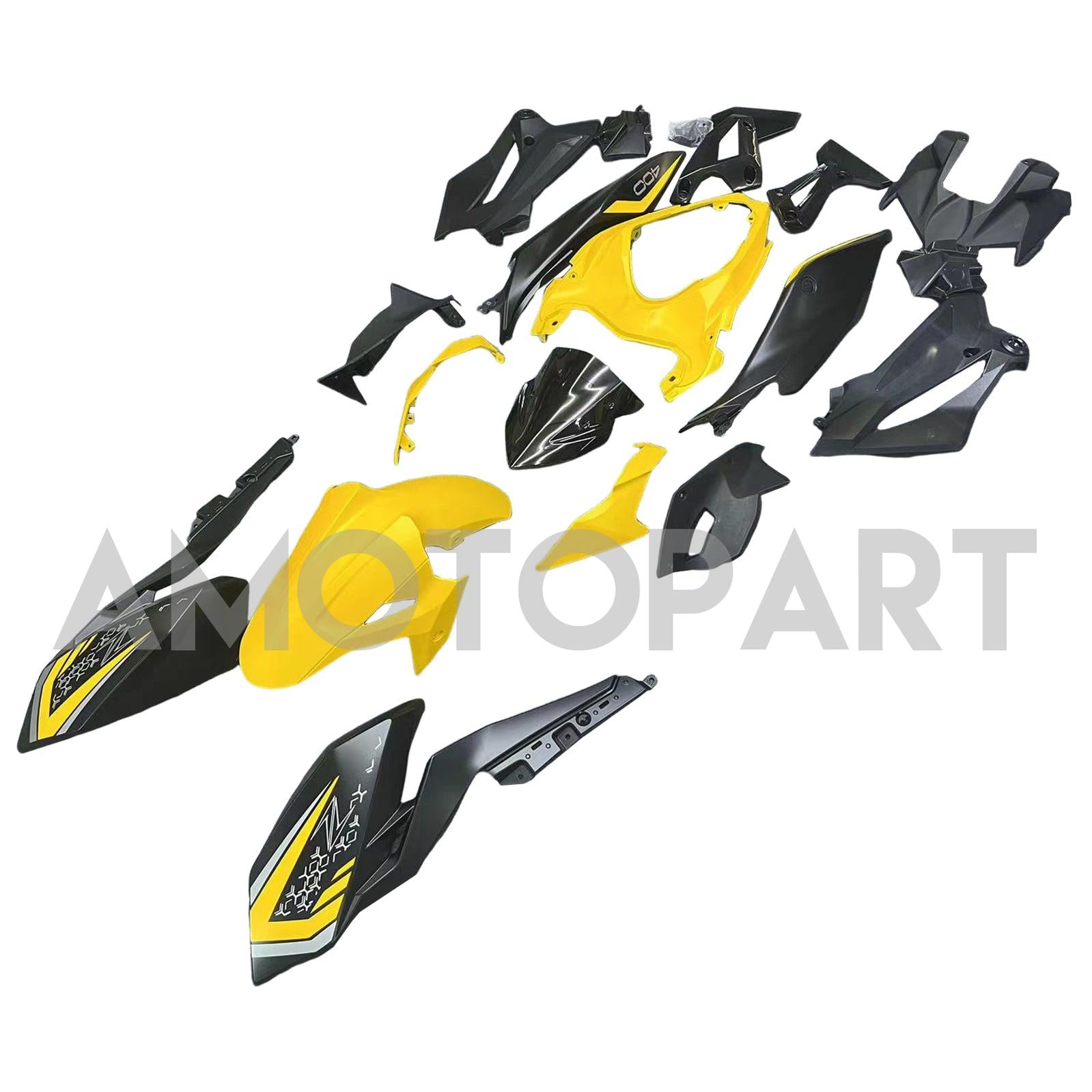 Amotopart 2018-2024 Z400 Kawasaki Black Yellow Style2 Verkleidungskit