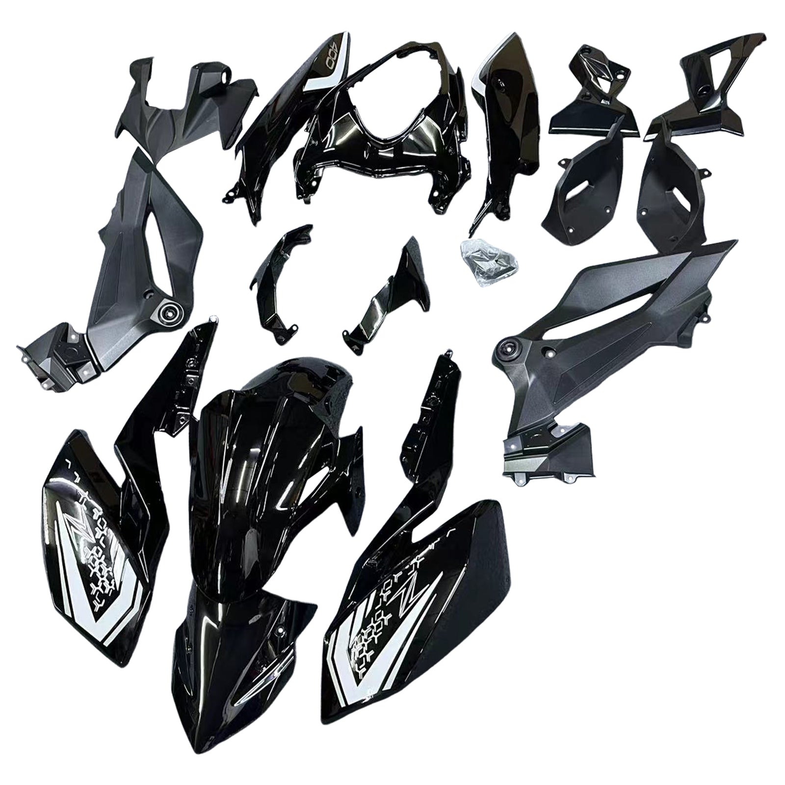 Amotopart 2018-2024 Kawasaki Z400 Verkleidungssatz, schwarz