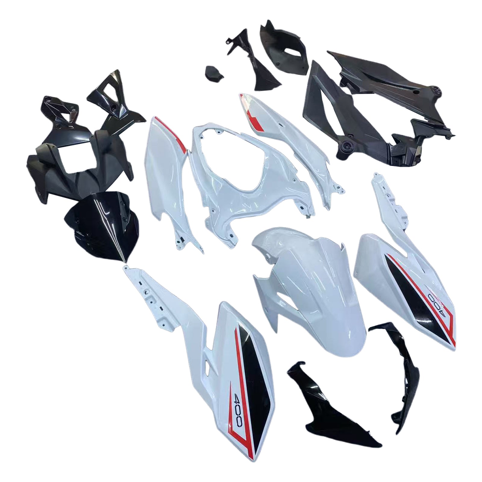 Amotopart 2018-2024 Kawasaki Z400  Black White Red Fairing Kit