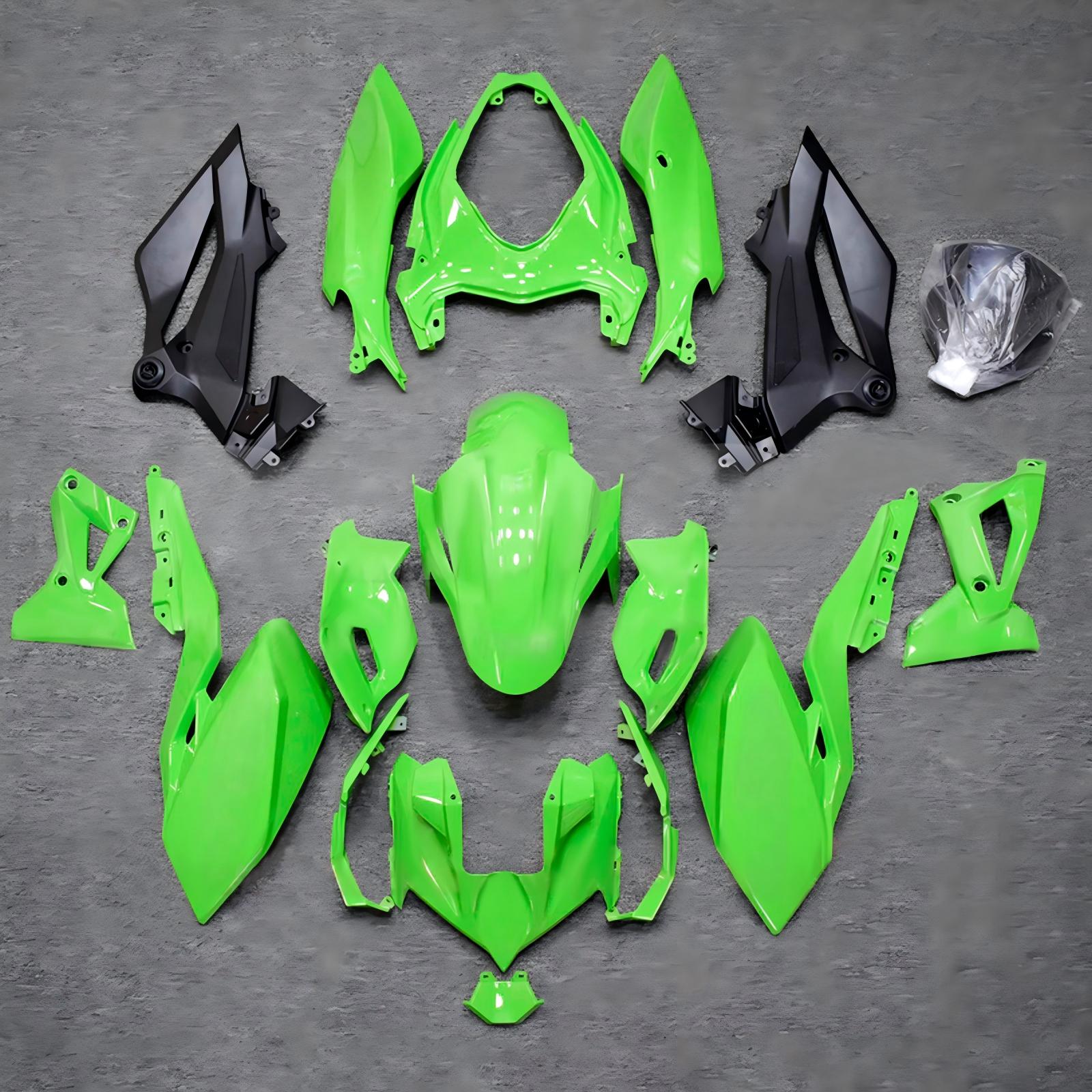 Amotopart 2018-2024 Kawasaki Z400 Green Black Fairing Kit