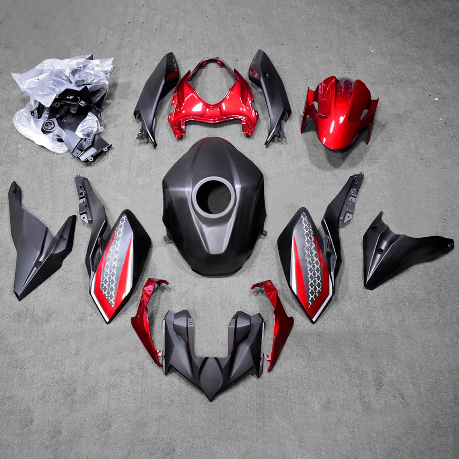 Amotopart 2018-2024 Kawasaki Z400 Red Black Fairing Kit