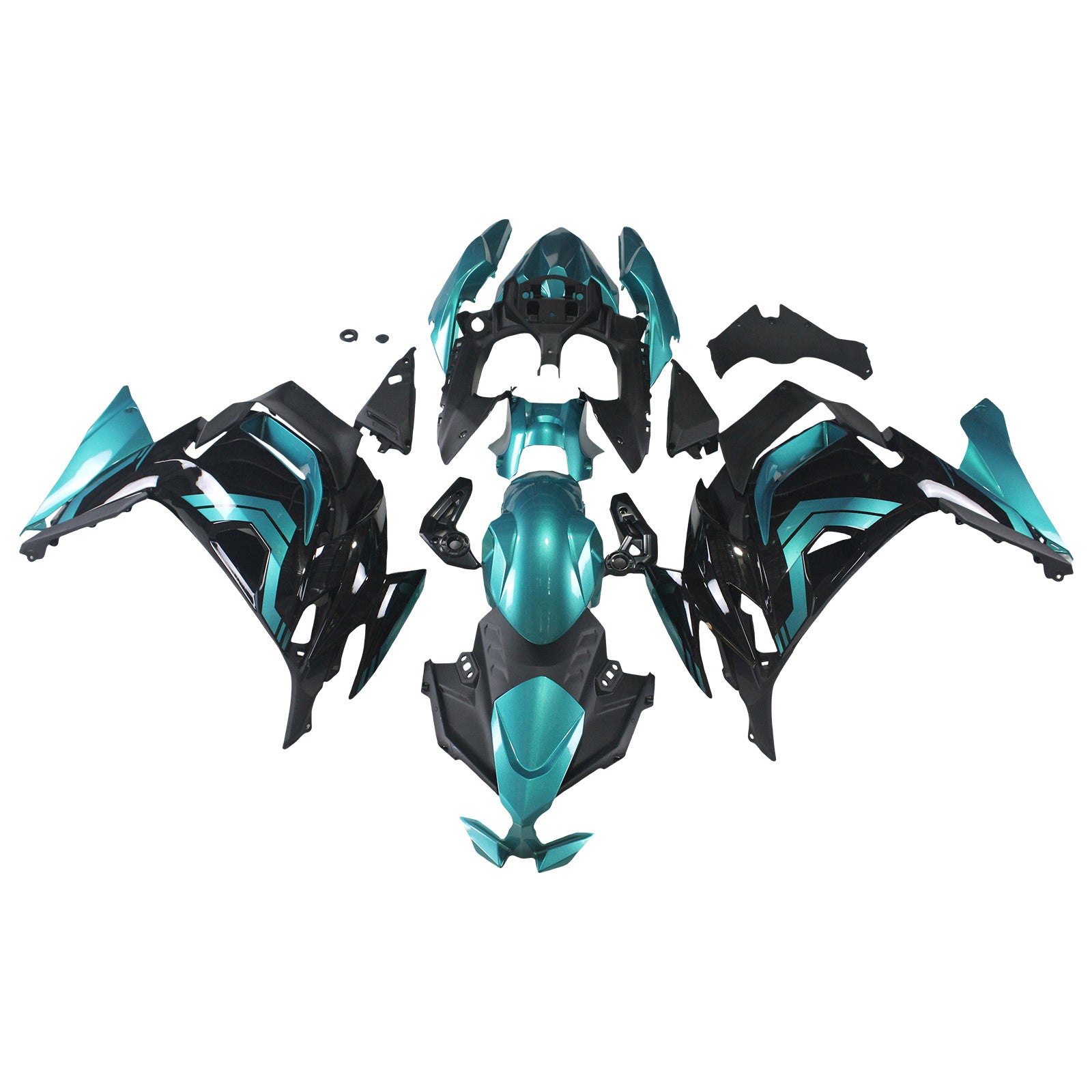 Amotopart 2020-2025 Kawasaki ER-6F Ninja650 ブラック&Blueフェアリングキット