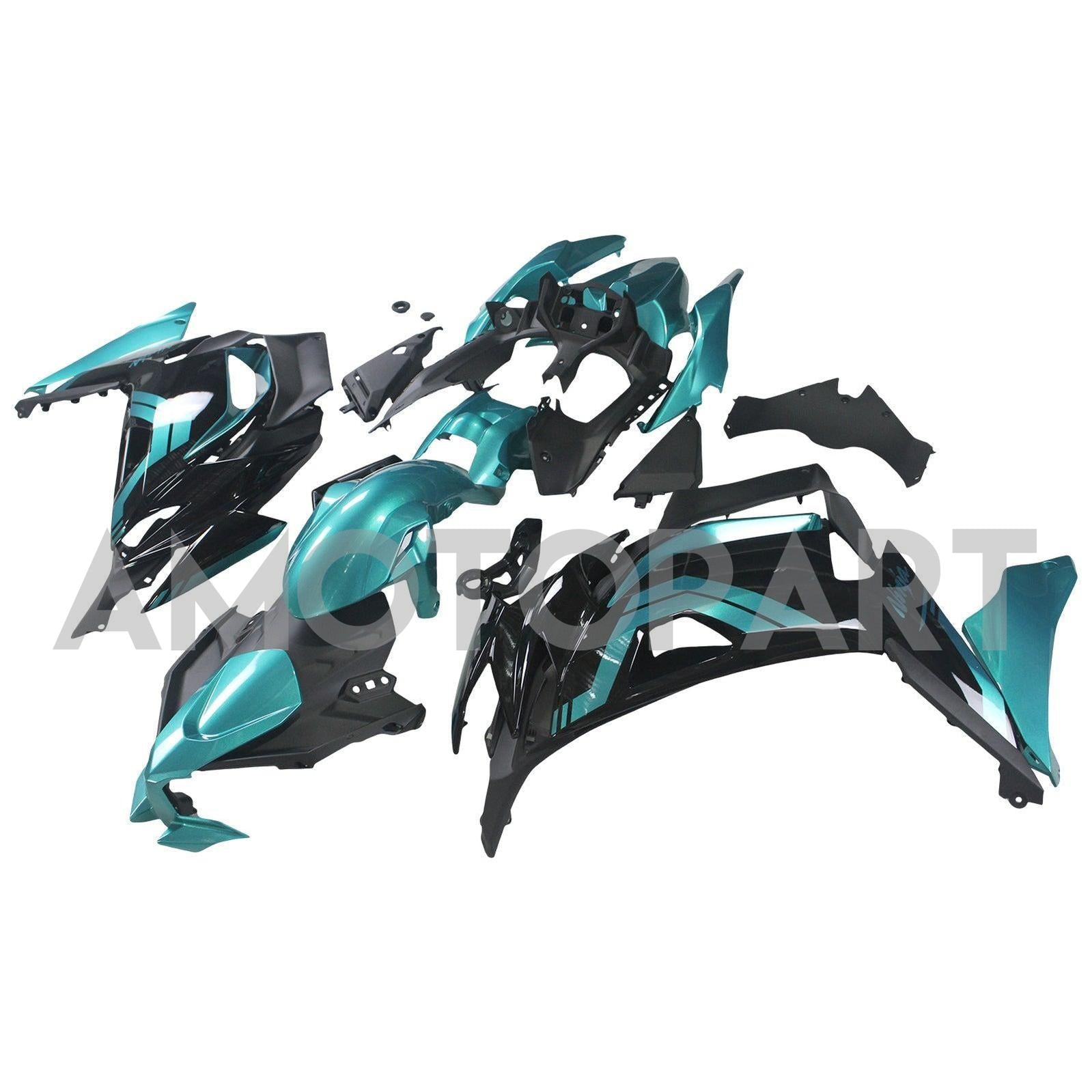 Amotopart 2020-2025 Kawasaki ER-6F Ninja650 Black&Blue Fairing Kit