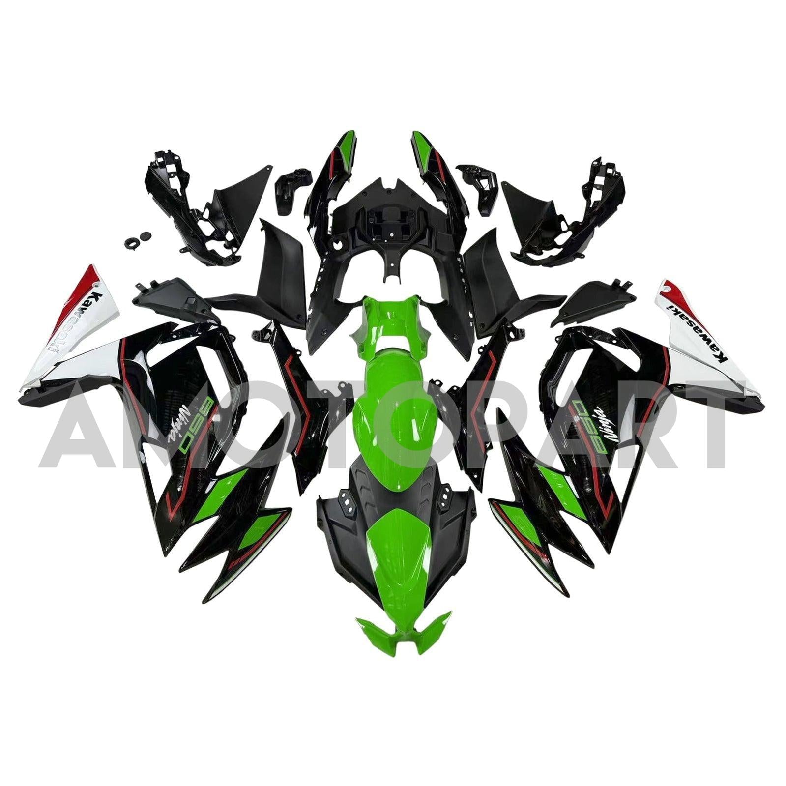 Amotopart 2020-2025 Kawasaki ER-6F Ninja650 Green&Black Style2 Fairing Kit
