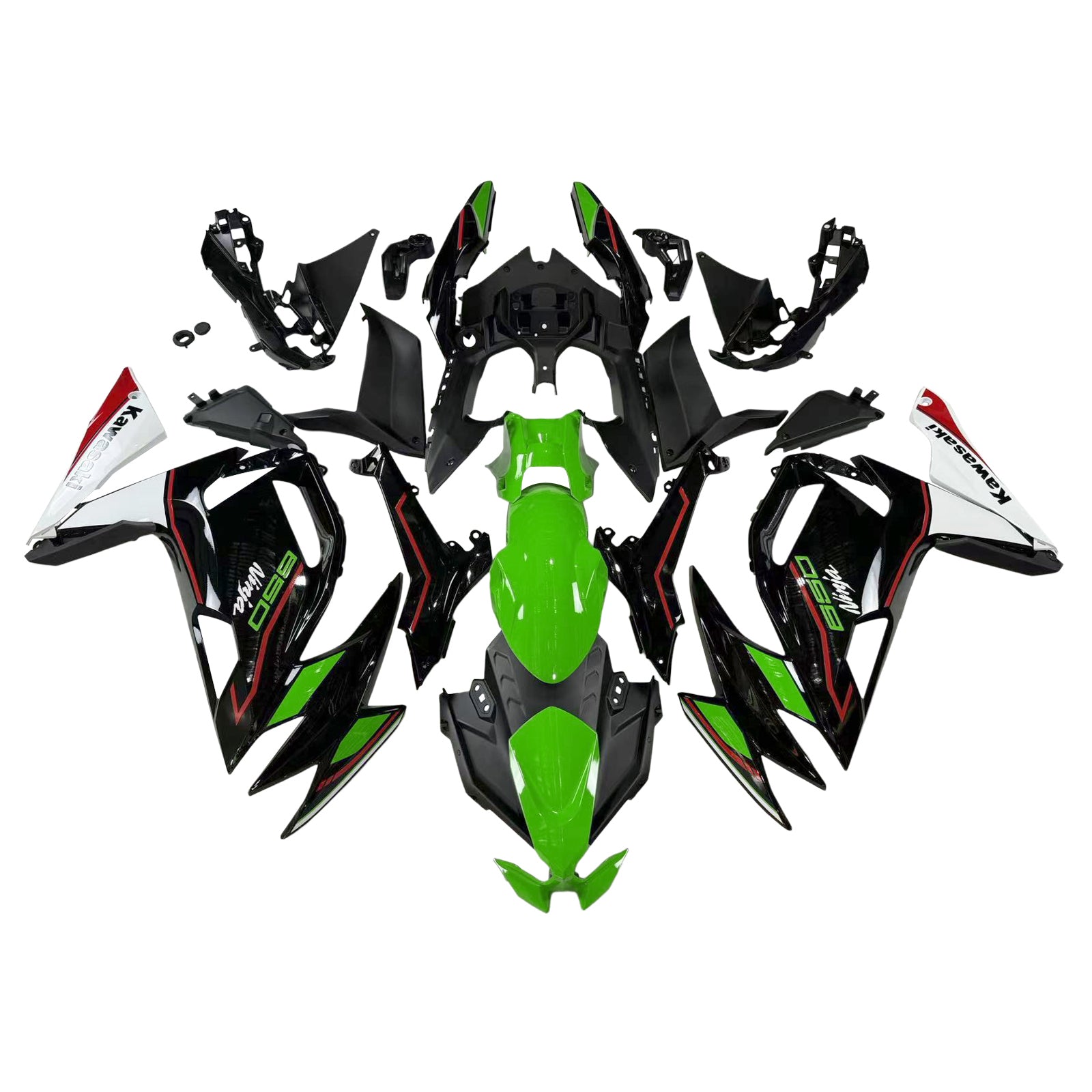 Amotopart 2020-2024 Kawasaki ER-6F Ninja650 Green&Black Style2 Fairing Kit