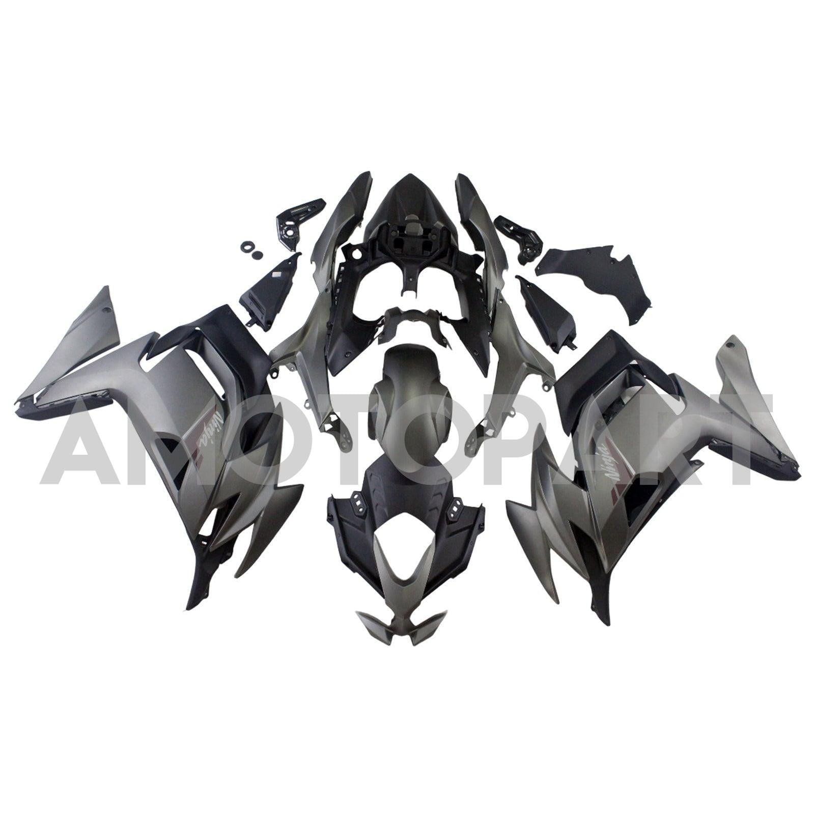 Amotopart 2020-2025 Kawasaki ER-6F Ninja650 Gray Black Fairing Kit