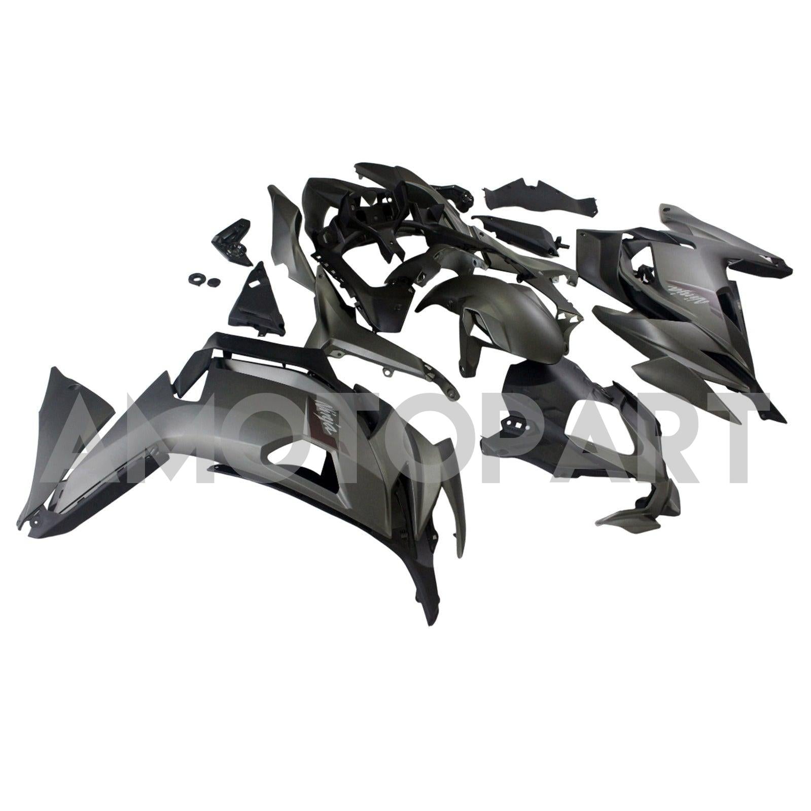 Amotopart 2020-2025 Kawasaki ER-6F Ninja650 Gray Black Fairing Kit
