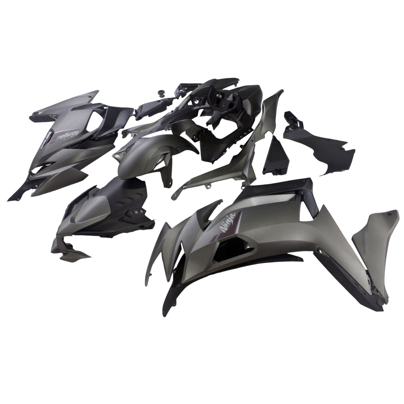 Amotopart 2020-2024 Kawasaki ER-6F Ninja650 Gray Black Fairing Kit