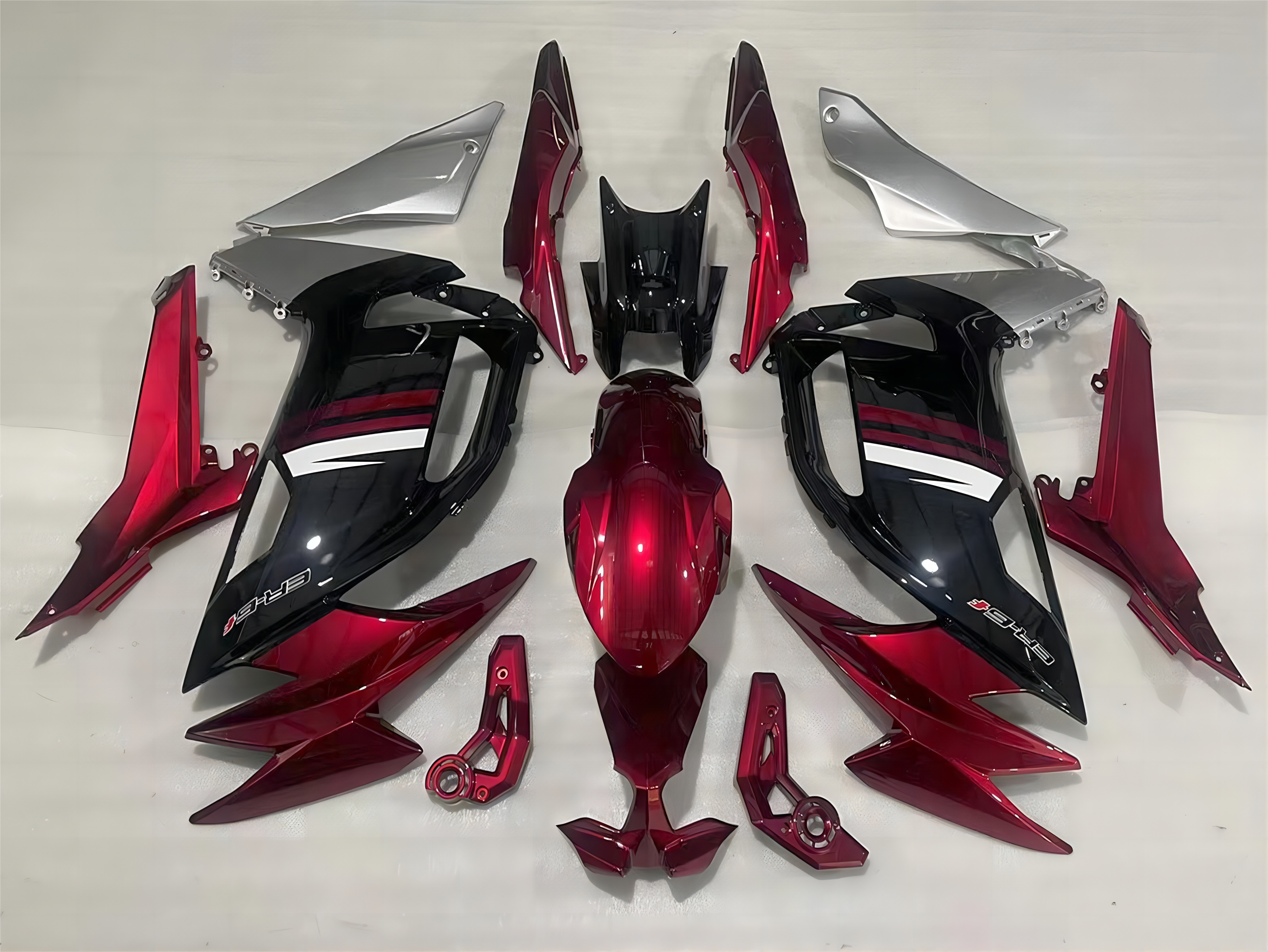 Amotopart 2020-2024 Kawasaki ER-6F Ninja650 Kit de carénage rouge et noir