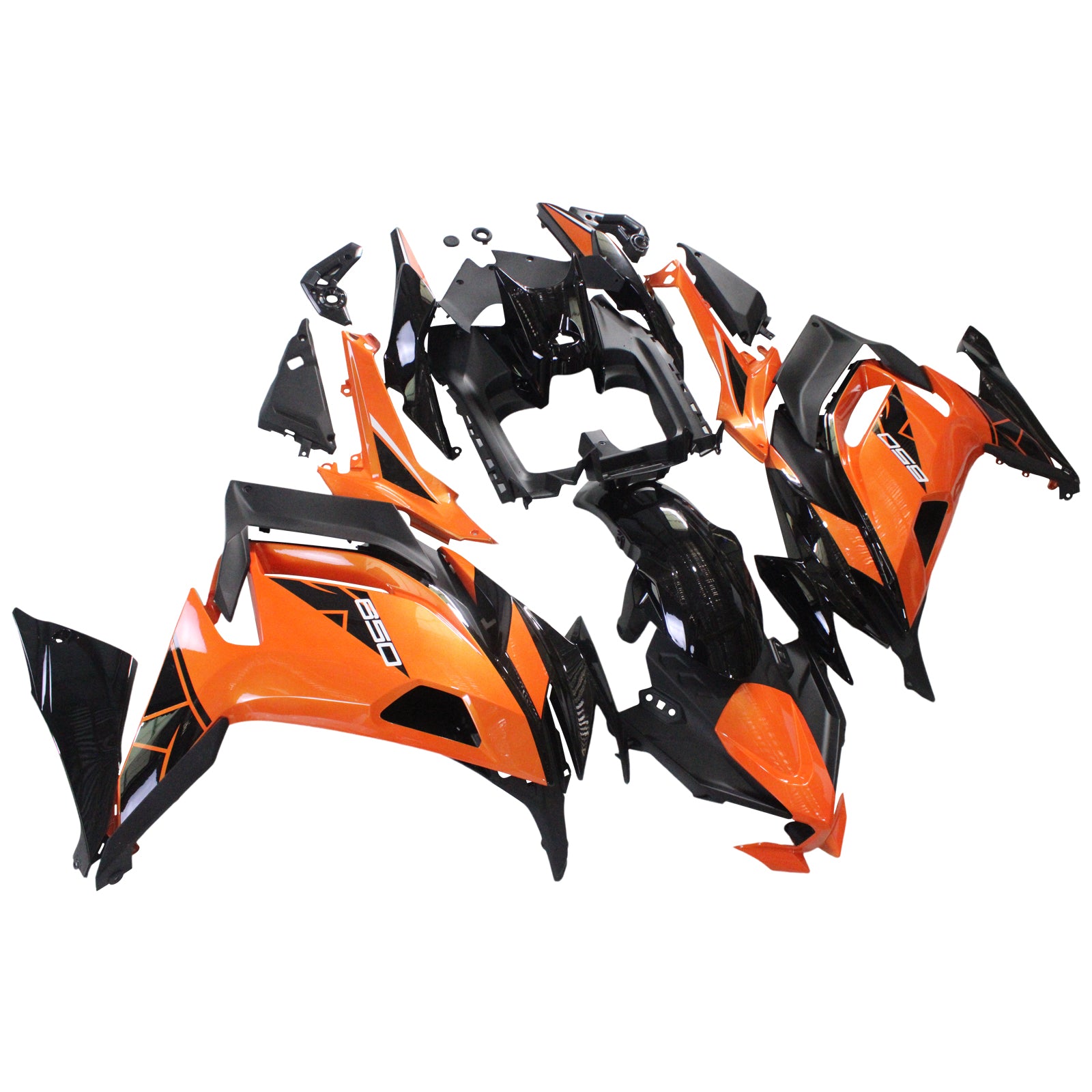 Amotopart 2020-2024 Kawasaki ER-6F Ninja650 Black&Orange Fairing Kit