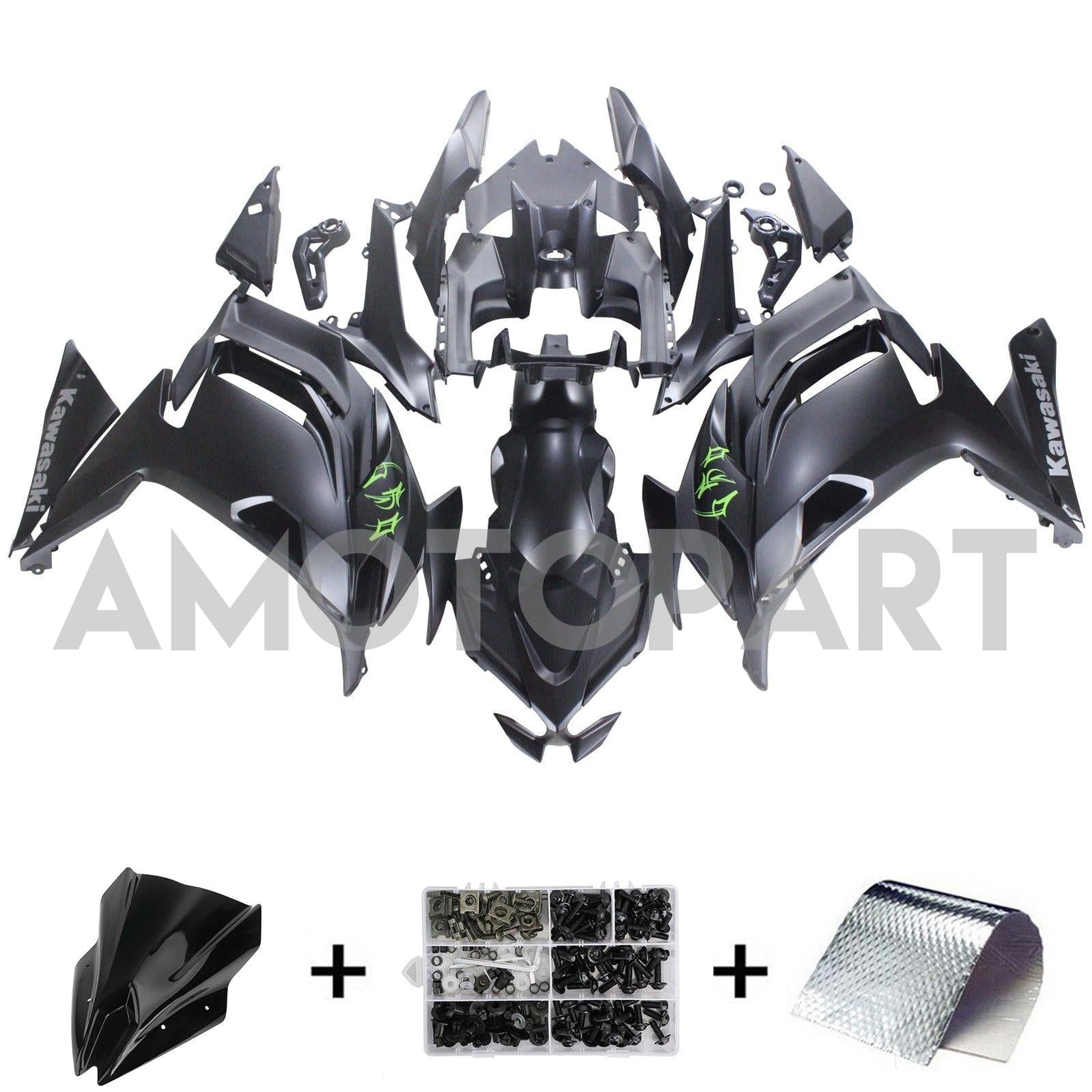 Amotopart 2020-2025 Kawasaki ER-6F Ninja650 Dark Grey Fairing Kit