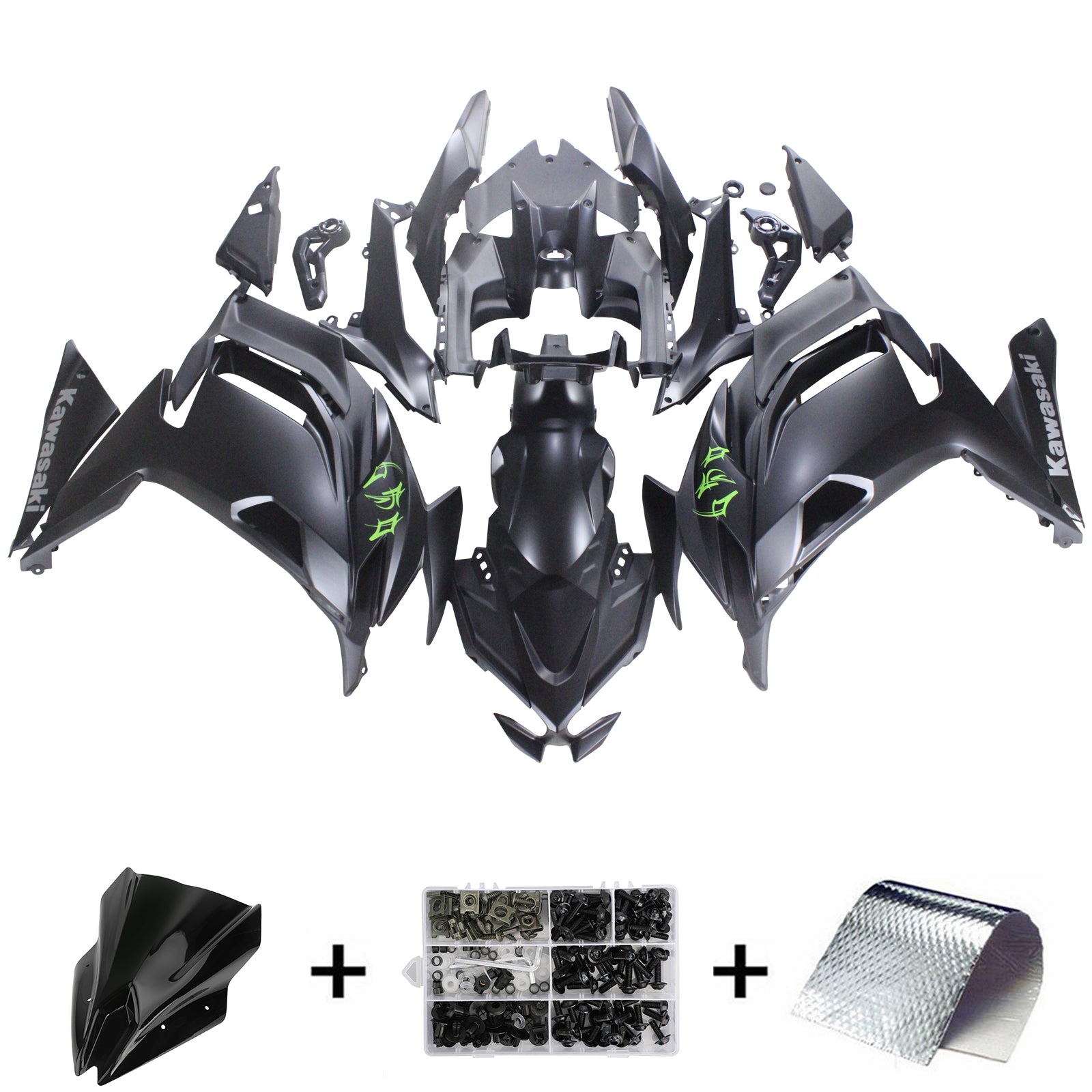 Amotopart 2020-2024 Kawasaki ER-6F Ninja650 Dark Grey Fairing Kit