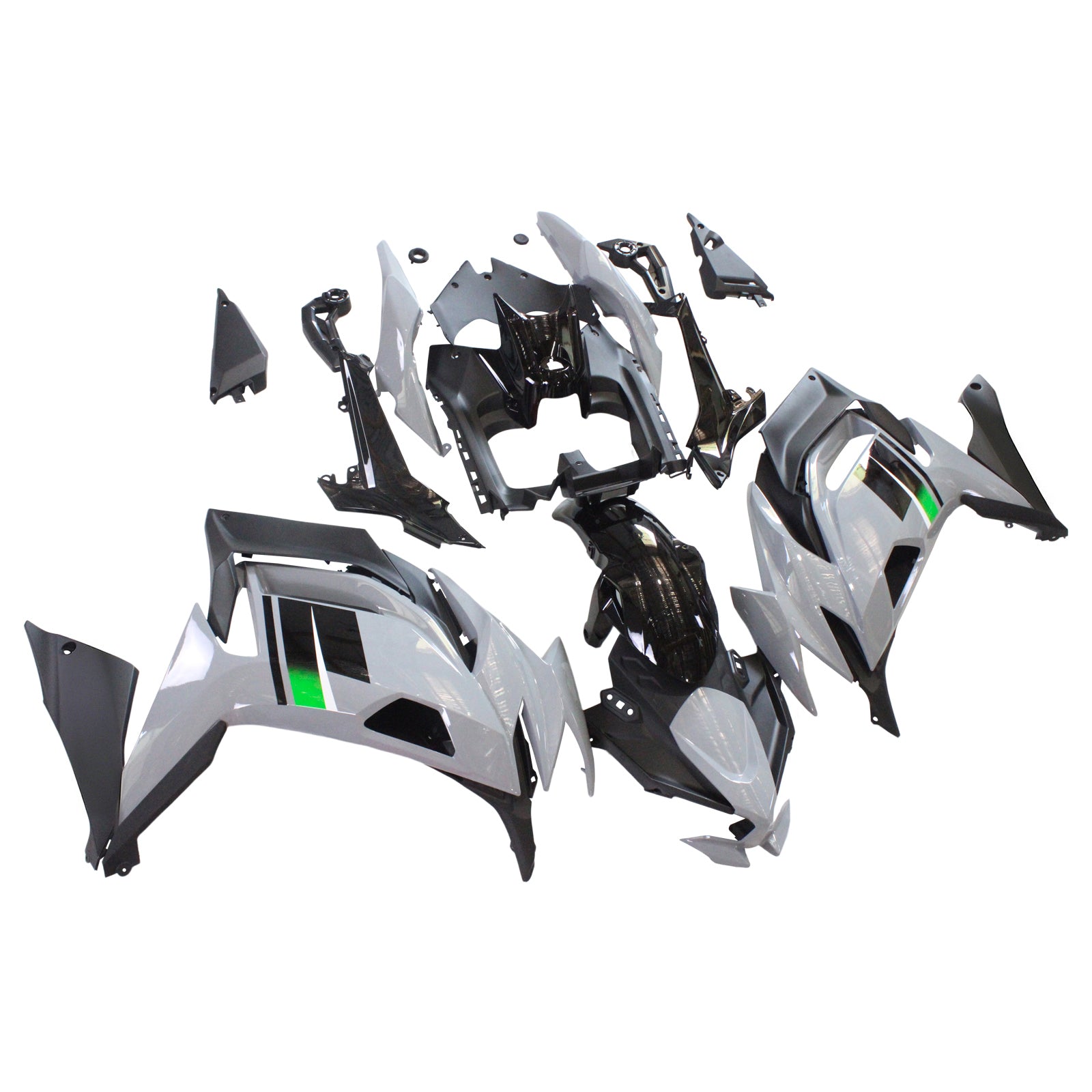 Amotopart 2020-2025 Kawasaki ER-6F Ninja650 Gray & Black Fairing Kit