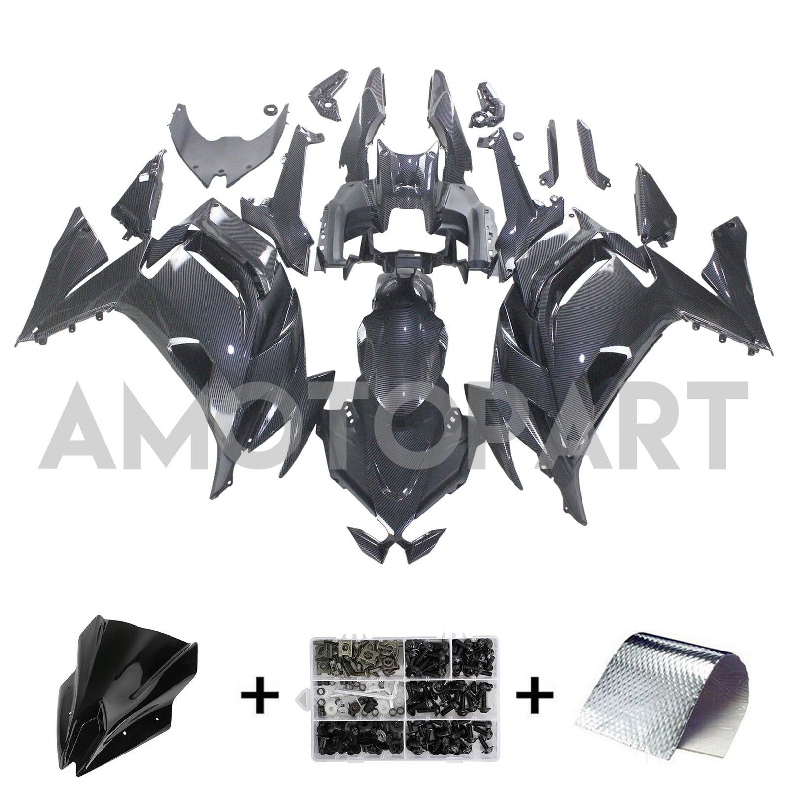 Amotopart 2020-2025 Kawasaki ER-6F Ninja650 Carbon Fiber Fairing Kit