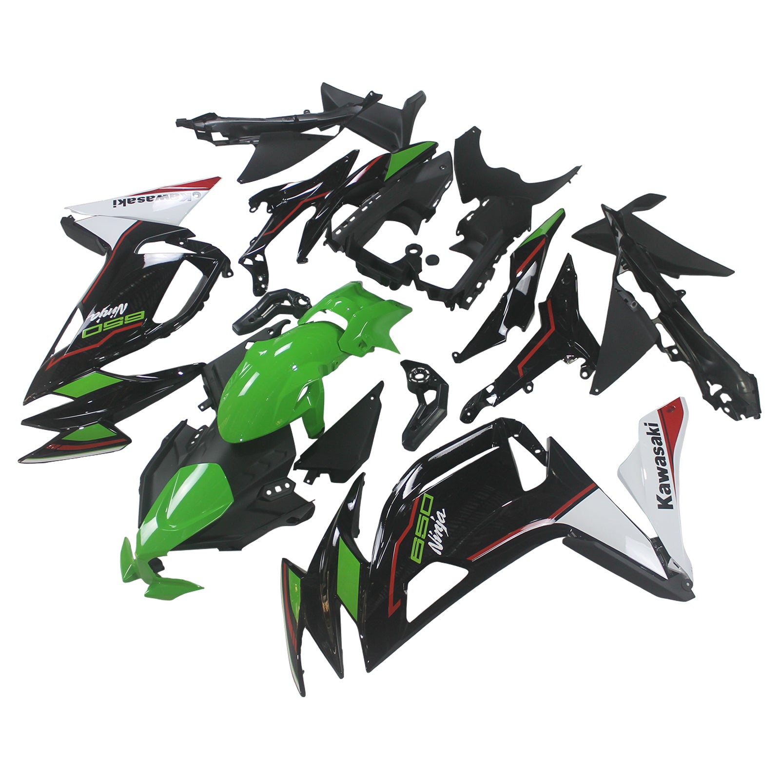 Amotopart 2020-2024 Kawasaki ER-6F Ninja650 Green&Black Fairing Kit