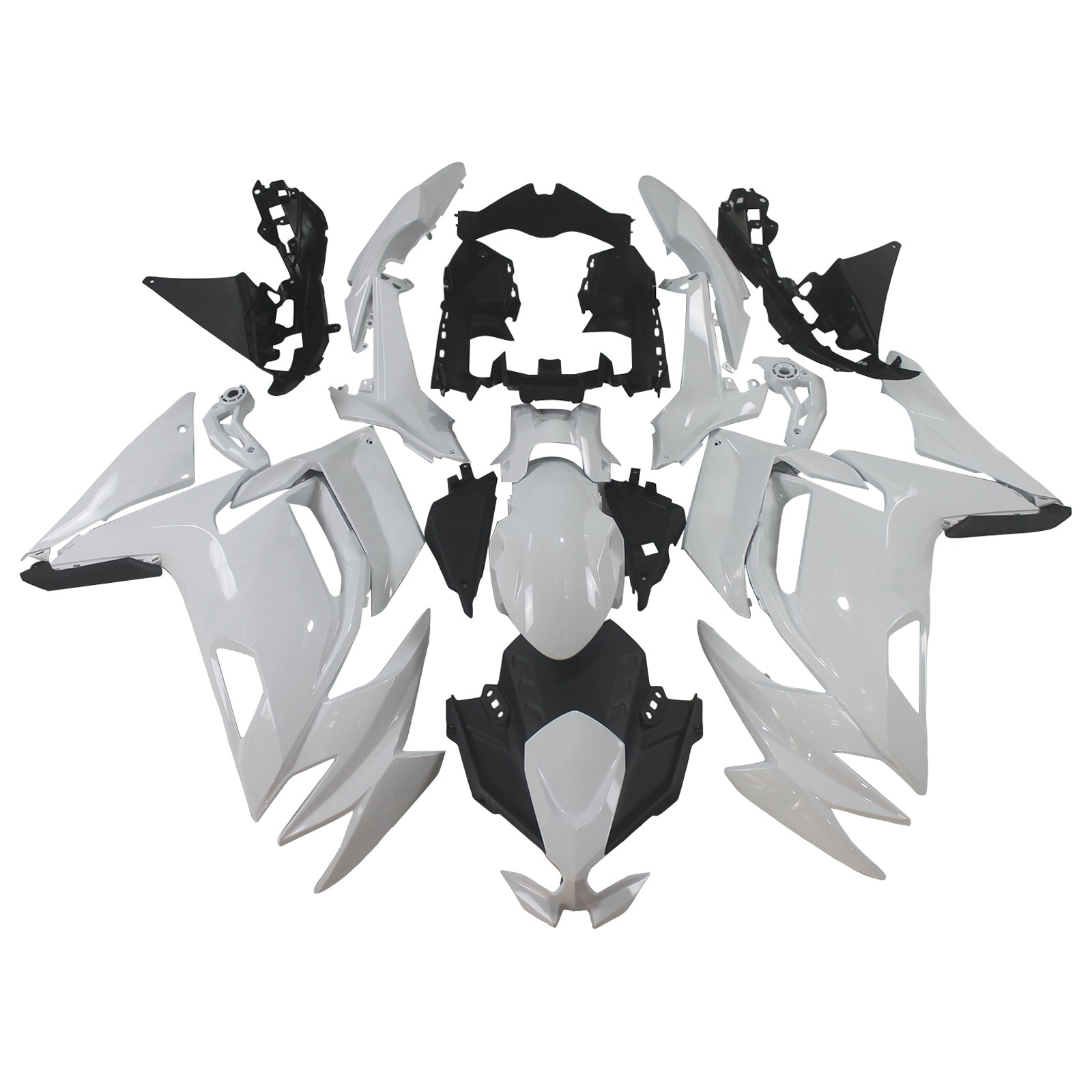 Amotopart 2020-2024 Kawasaki ER-6F Ninja650 ホワイト ブラックロゴ付き フェアリングキット