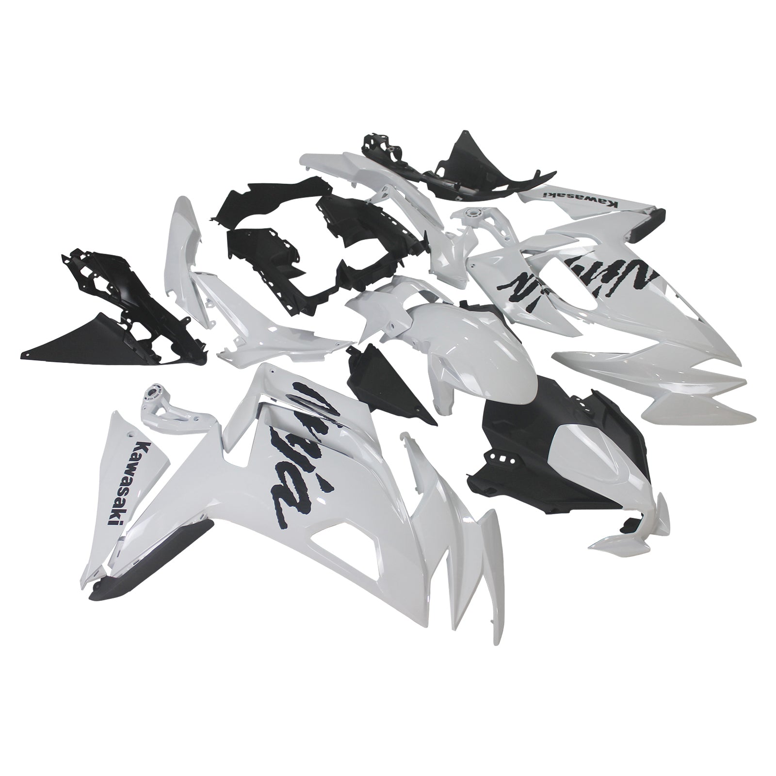 Amotopart 2020-2024 Kawasaki ER-6F Ninja650 White with Black Logo Fairing Kit