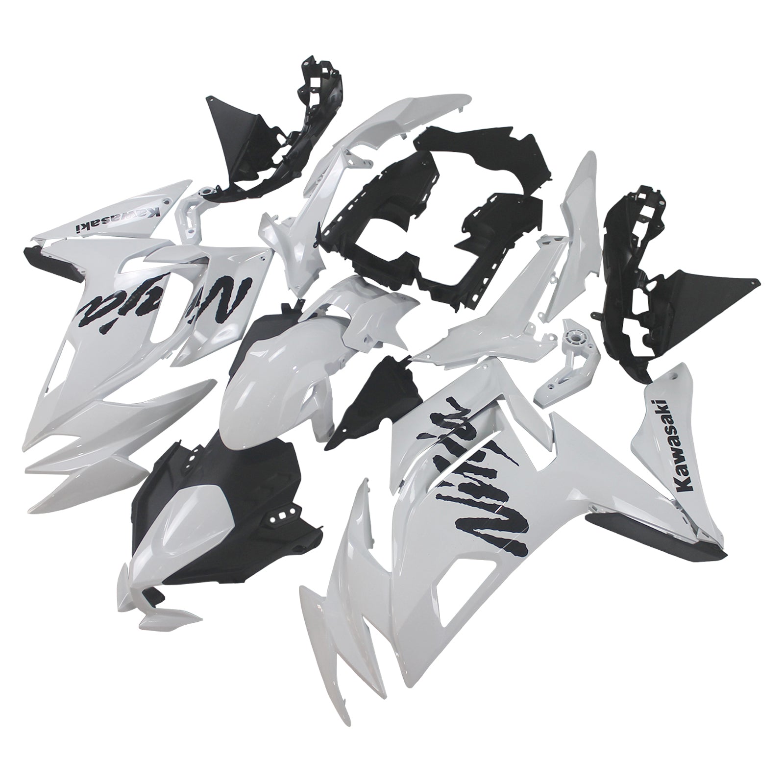 Amotopart 2020-2024 Kawasaki ER-6F Ninja650 White with Black Logo Fairing Kit