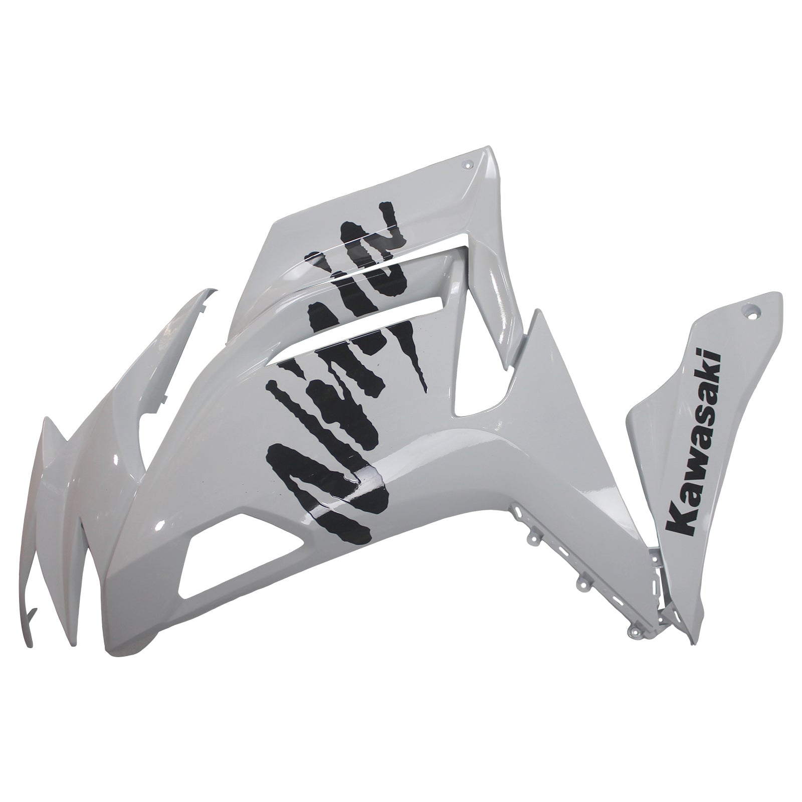 Amotopart 2020-2024 Kawasaki ER-6F Ninja650 White with Black Logo Fairing Kit