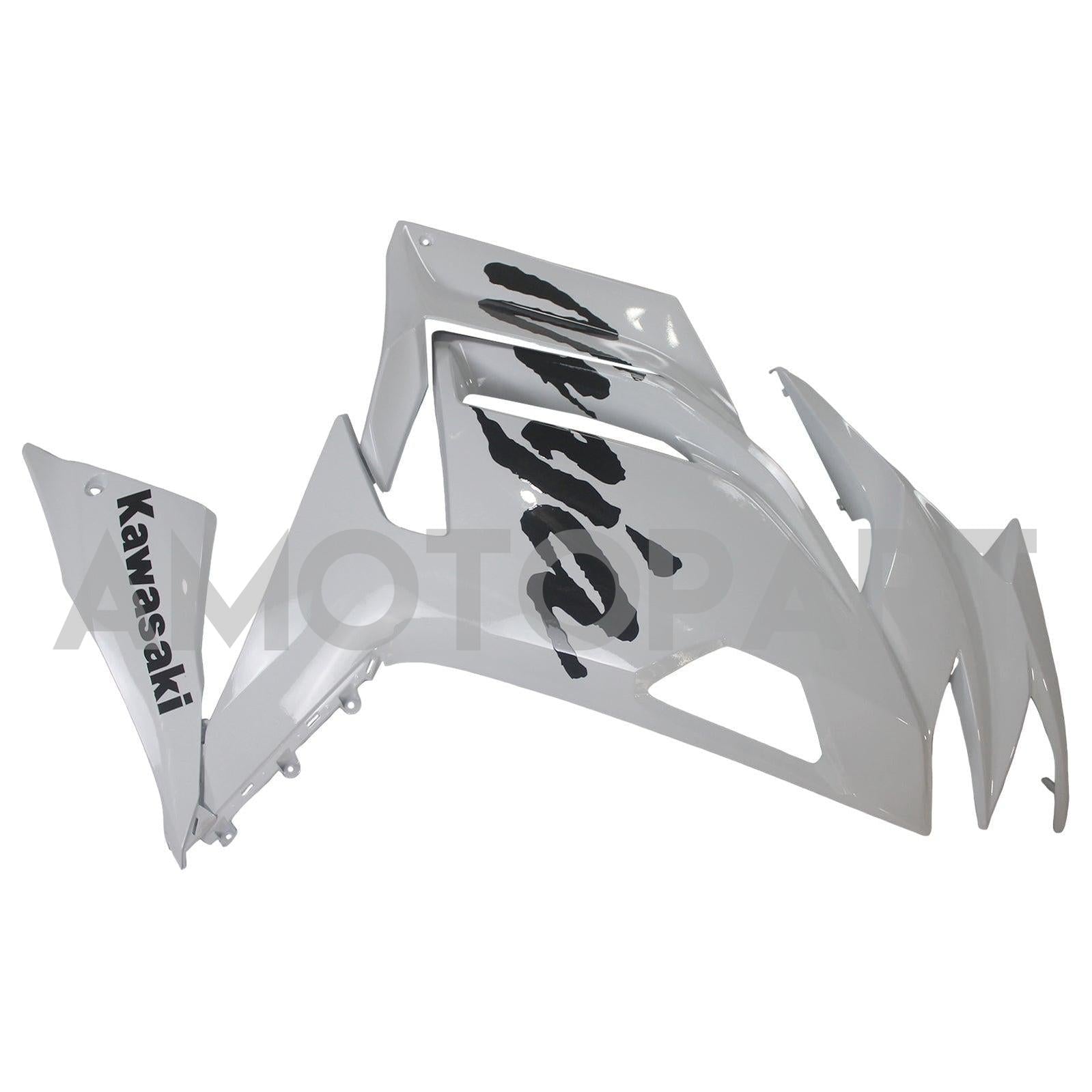 Amotopart 2020-2025 Kawasaki ER-6f Ninja650 Weiß mit schwarzem Logoverkaufskit