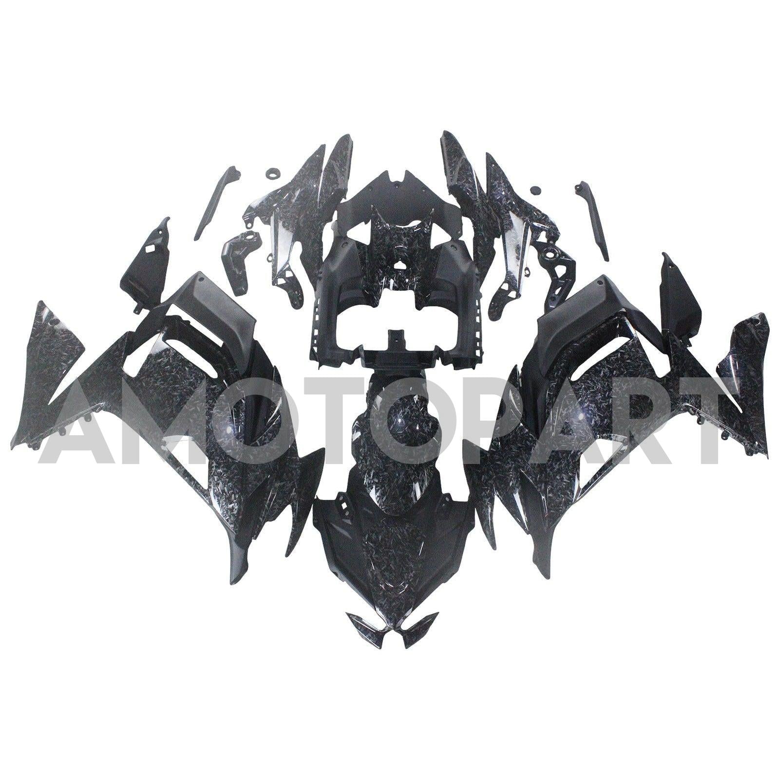 Amotopart 2020-2025 Kawasaki ER-6F Ninja650 Marble Carbon Fiber Fairing Kit