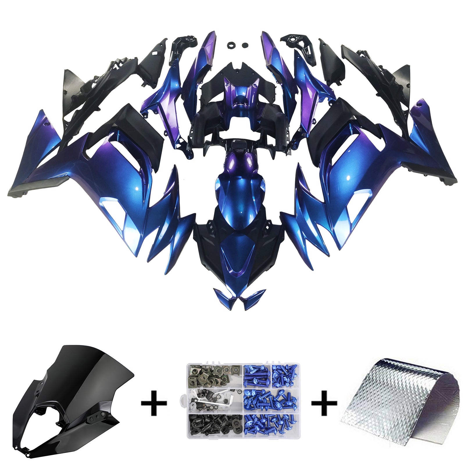 Amotopart 2020-2026 Kawasaki ER-6F Ninja650 Gradient Blue Purple Fairing Kit