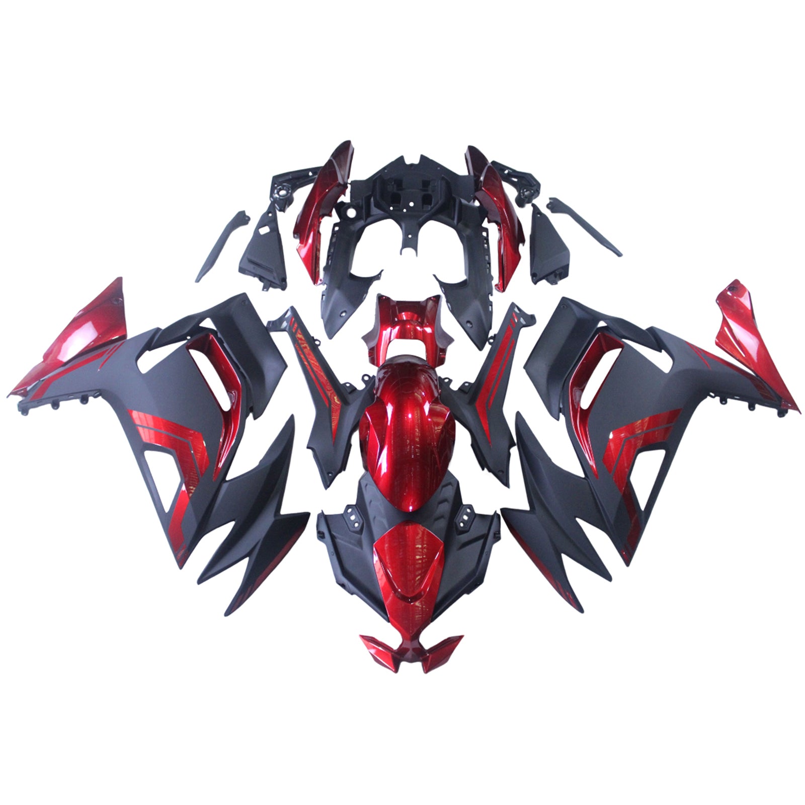 Amotopart 2020-2025 Kawasaki ER-6F Ninja650 Black Red Fairing Kit