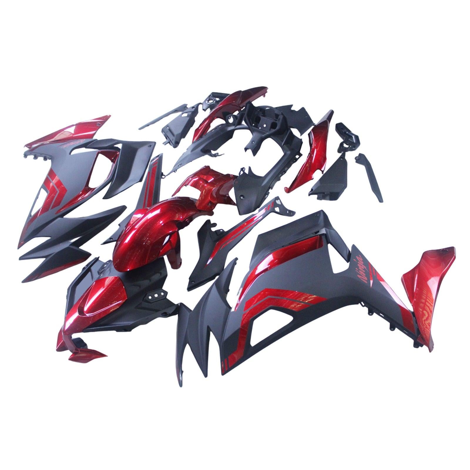 Amotopart 2020-2025 Kawasaki ER-6f Ninja650 Schwarzes Rotverkleidungskit