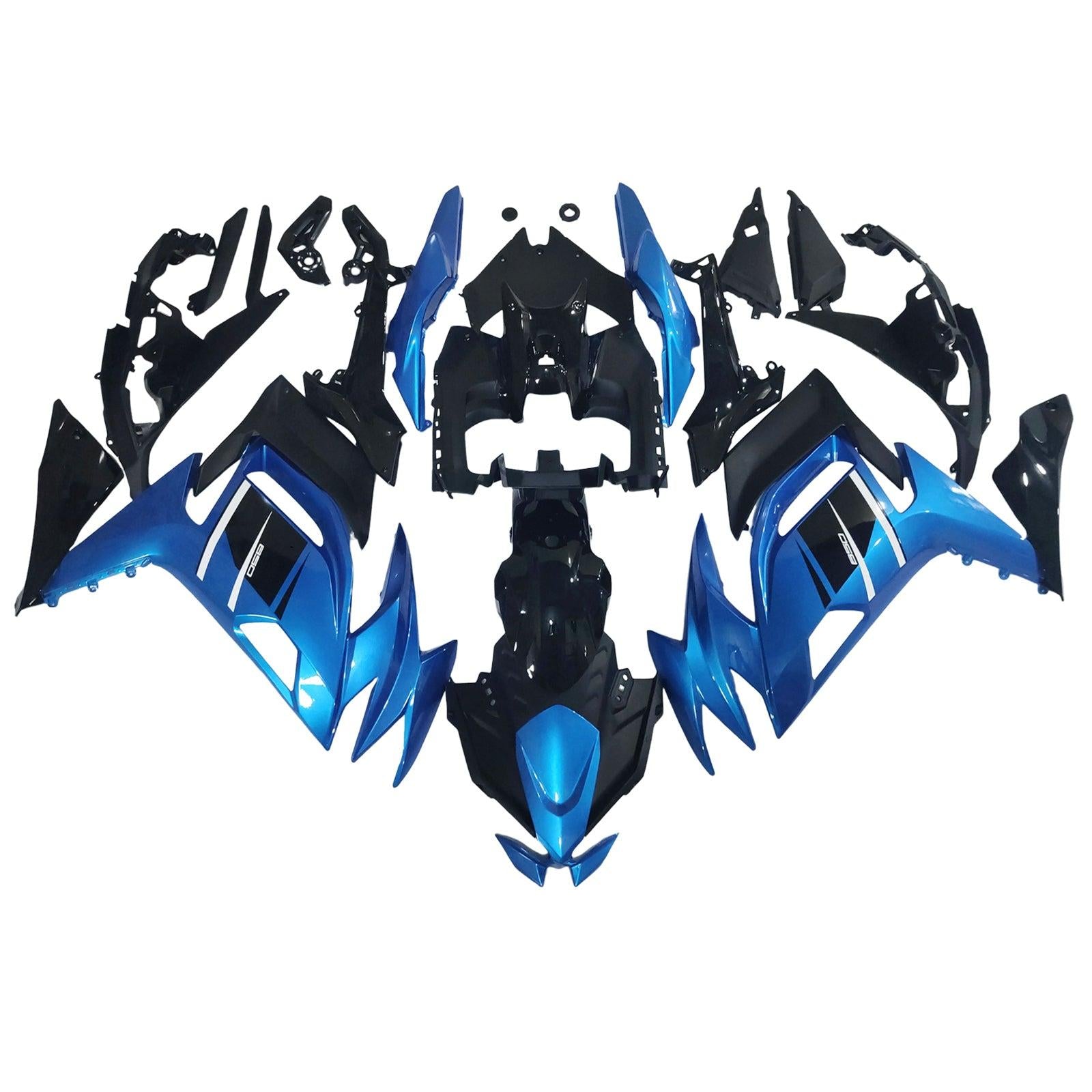 Amotopart 2020-2024 Kawasaki ER-6F Ninja650 Kit de carenado azul negro brillante