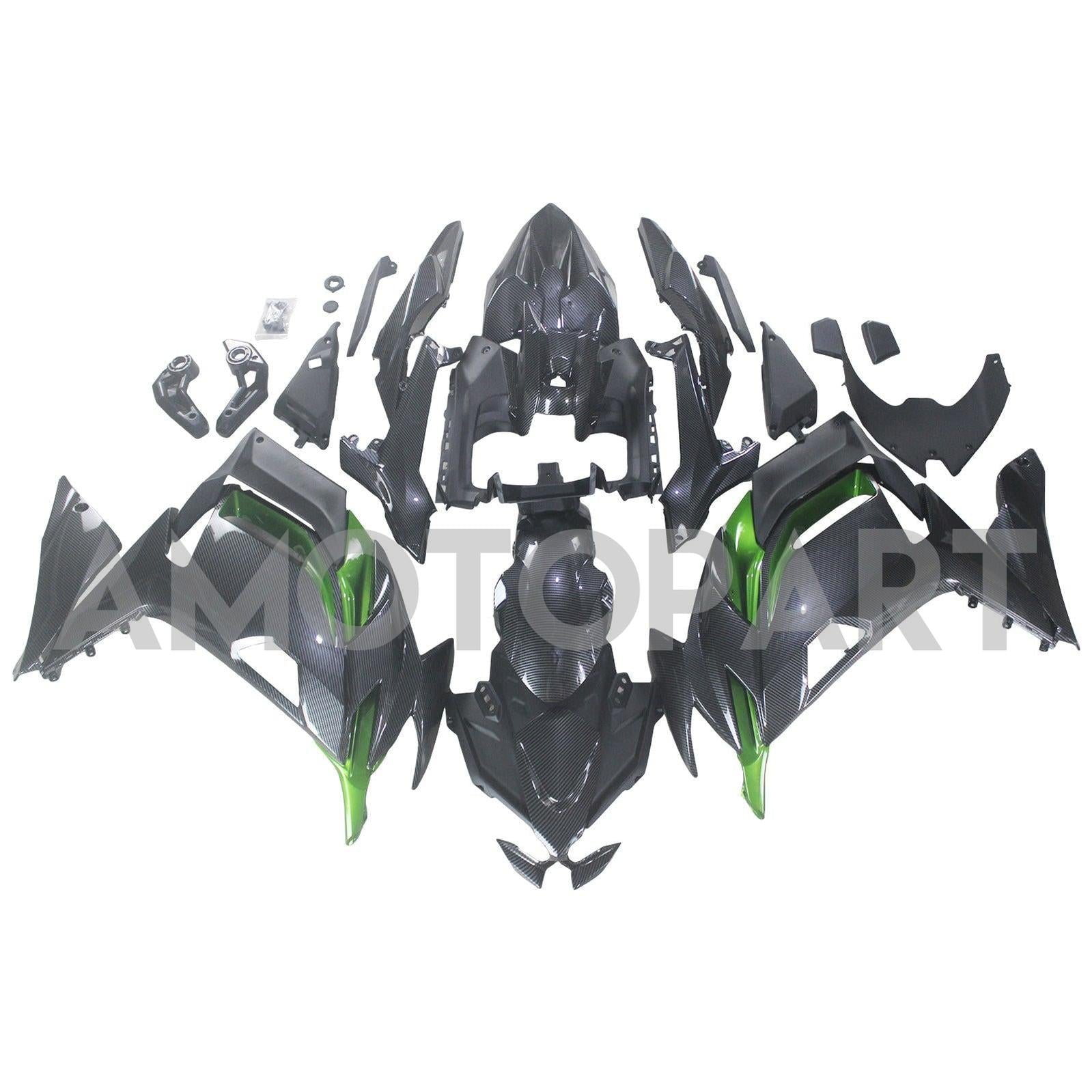 Amotopart 2020-2025 Kawasaki ER-6F Ninja650 Green Carbon Fiber Fairing Kit