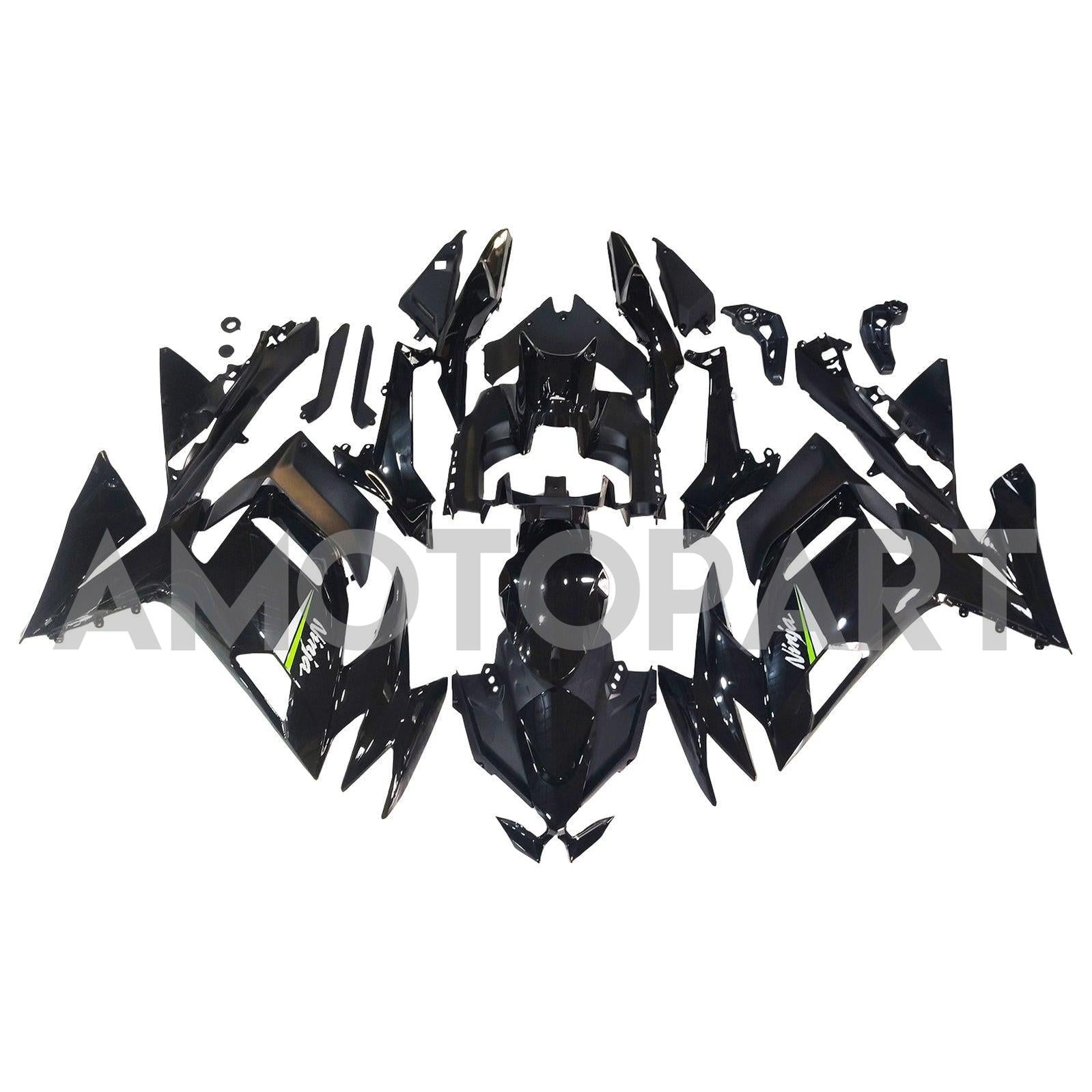 Amotopart 2020-2025 Kawasaki ER-6F Ninja650 Glossy Black Fairing Kit