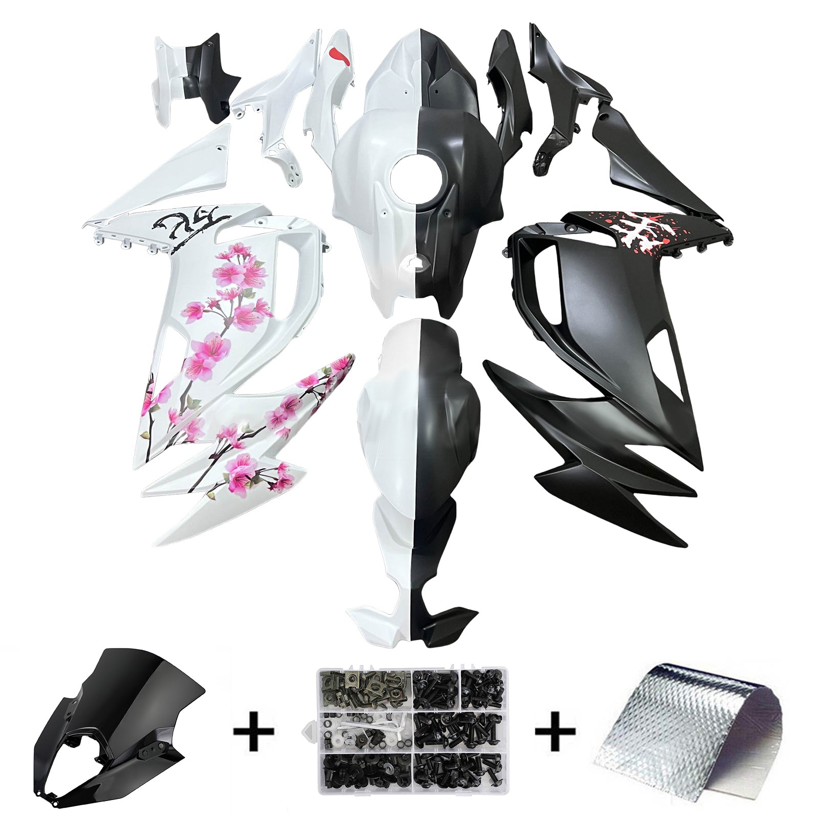 Amotopart 2020-2026 Kawasaki ER6F Ninja650 Pink White Black Fairing Kit