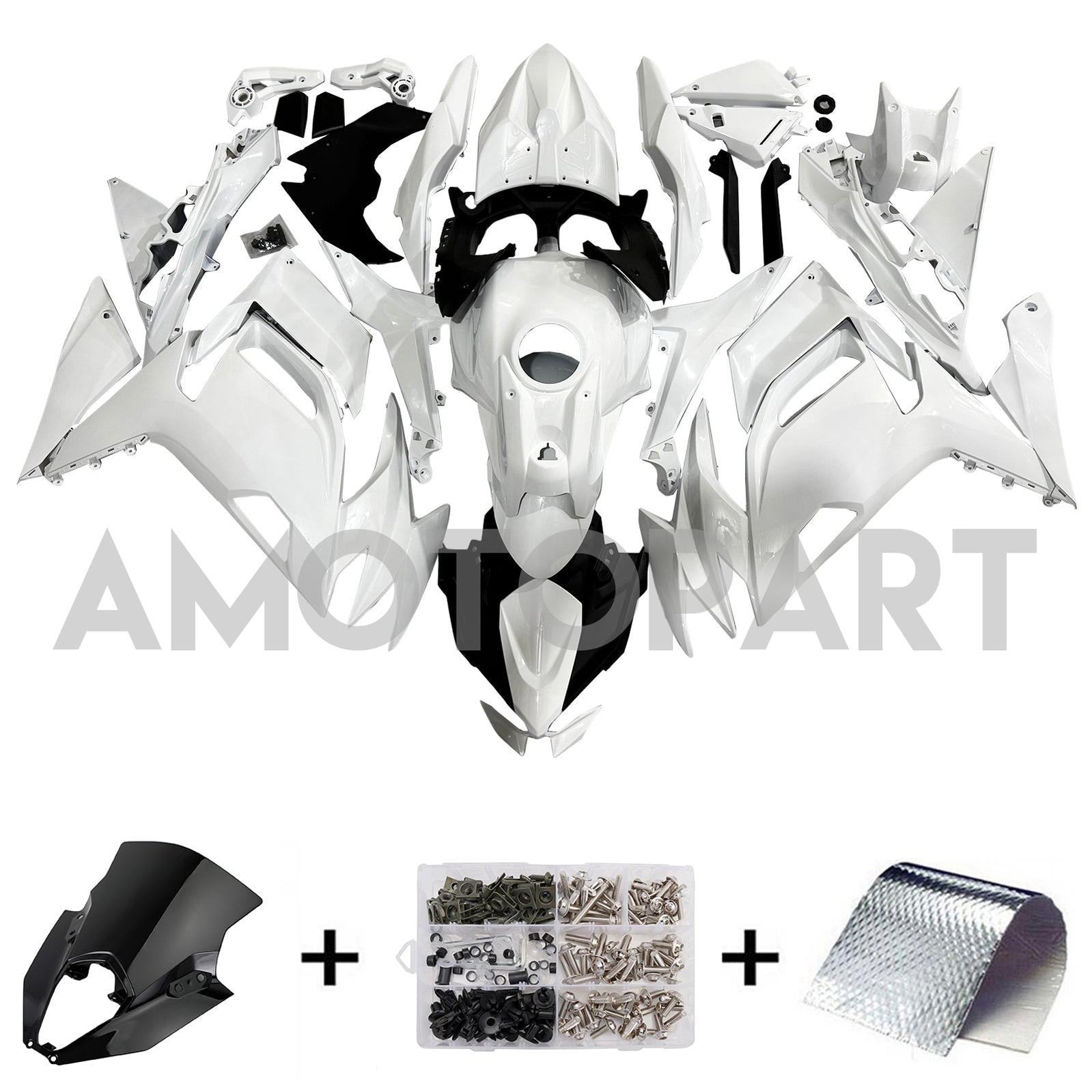 Amotopart 2020-2025 Kawasaki ER6F Ninja650 White Fairing Kit