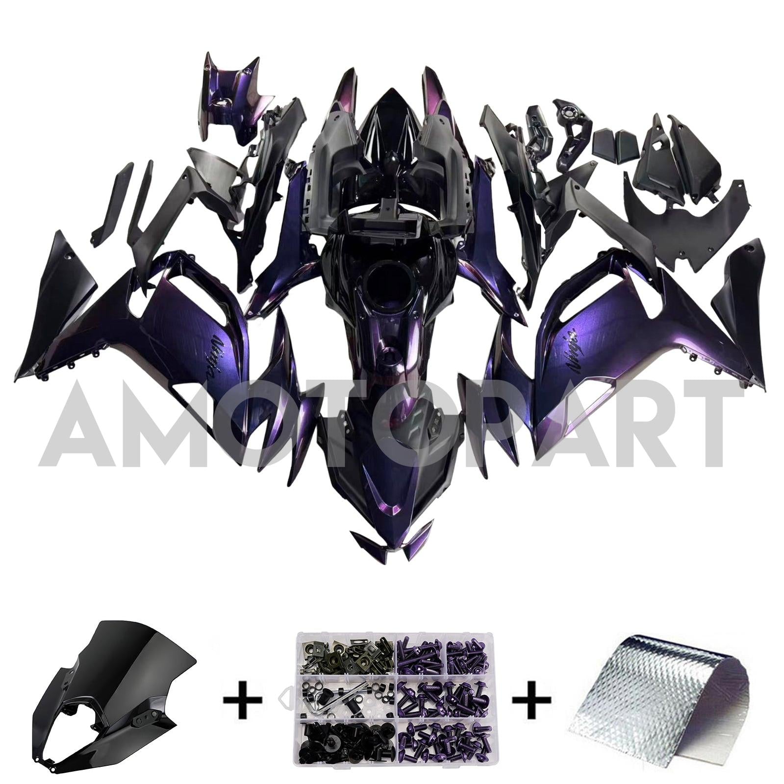 Amotopart 2020-2025 Kawasaki ER6F Ninja650 Gradient Purple Blue Fairing Kit