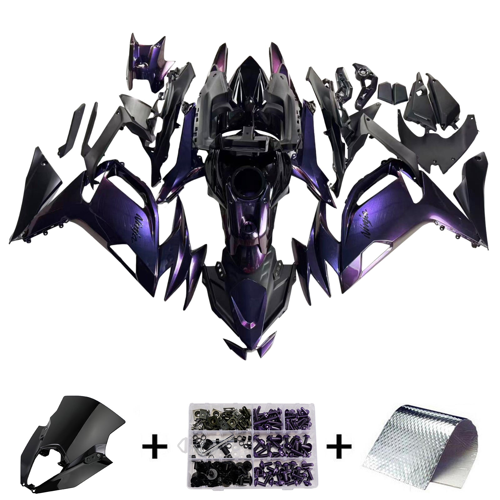 Amotopart 2020-2026 Kawasaki ER6F Ninja650 Gradient Purple Blue Fairing Kit