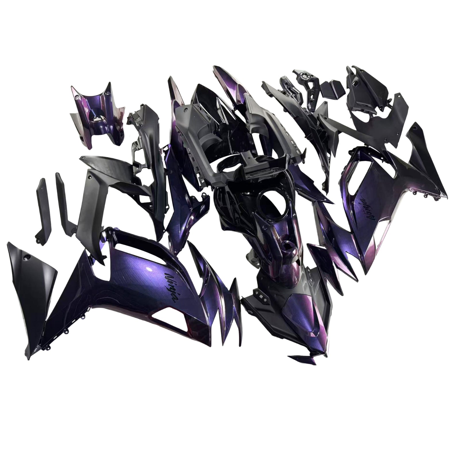 Amotopart 2020-2026 Kawasaki ER6F Ninja650 Kit de carénage violet bleu dégradé