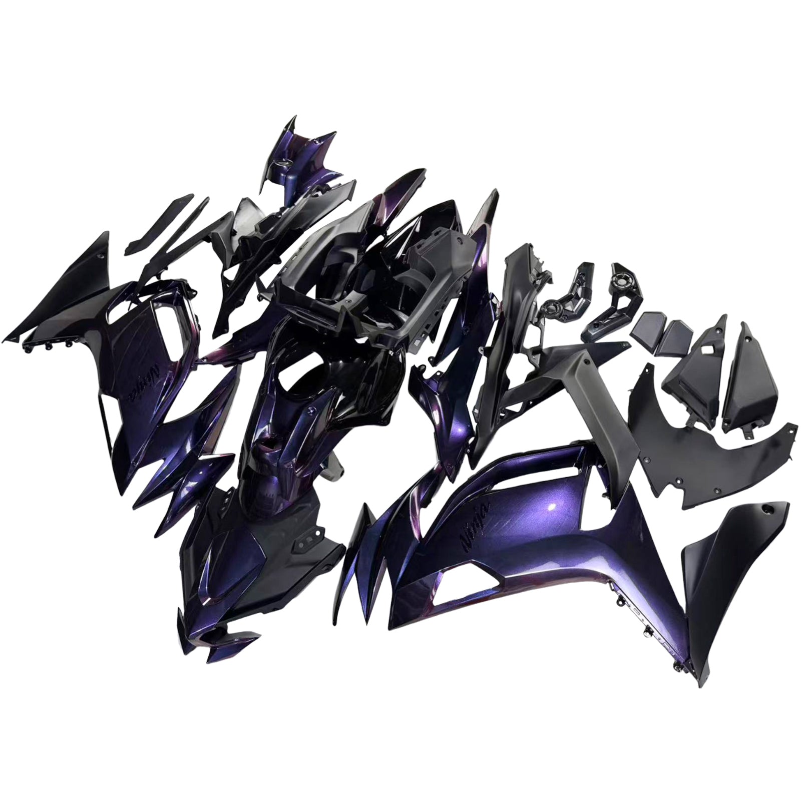 Amotopart 2020-2026 Kawasaki ER6F Ninja650 Kit de carénage violet bleu dégradé