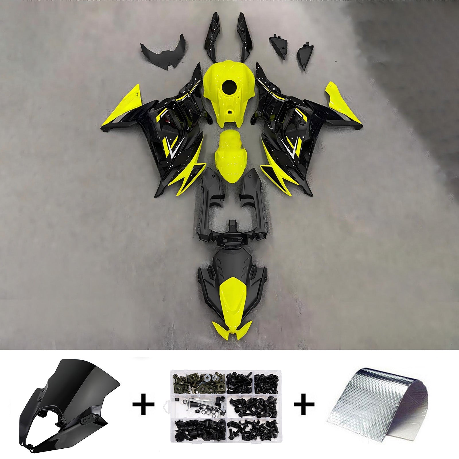 Amotopart 2020-2026 Kawasaki ER6F/Ninja650 Yellow Black Fairing Kit