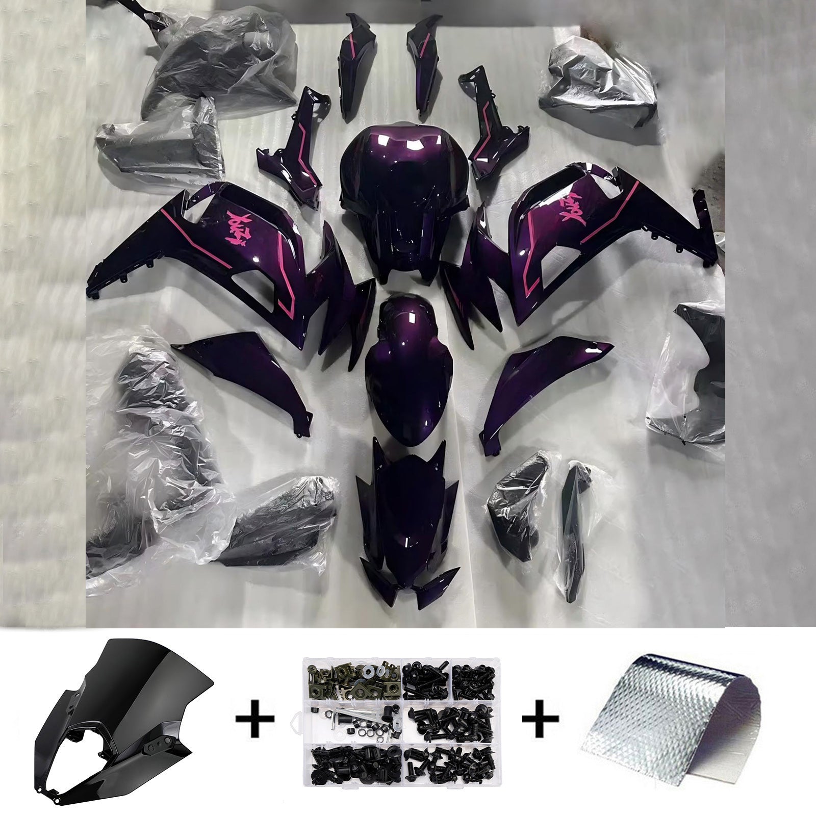 Amotopart 2020-2026 Kawasaki ER6F/Ninja650 Purple Pink Fairing Kit