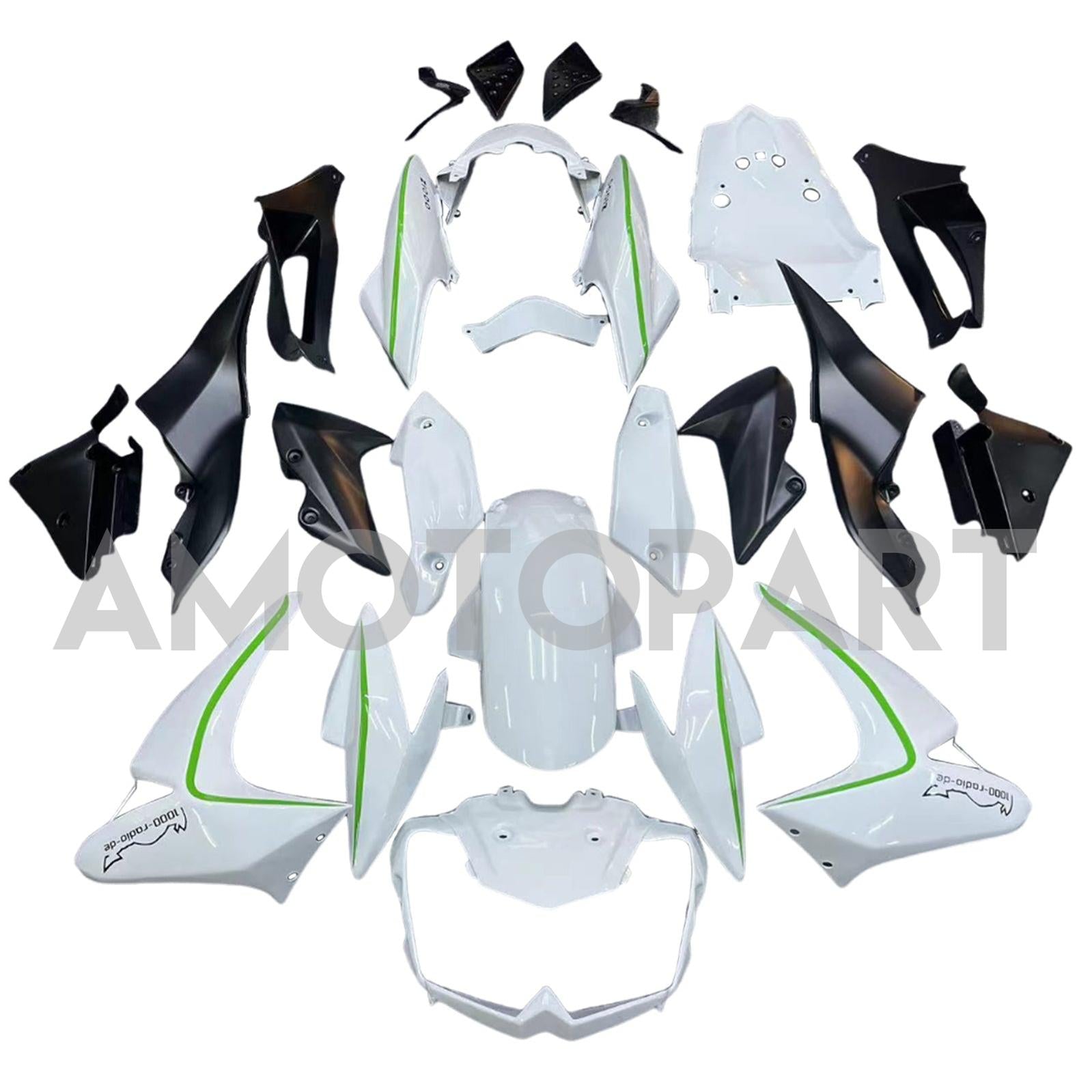 Amotopart 2007-2009 Kawasaki Z1000 White&Green Fairing Kit