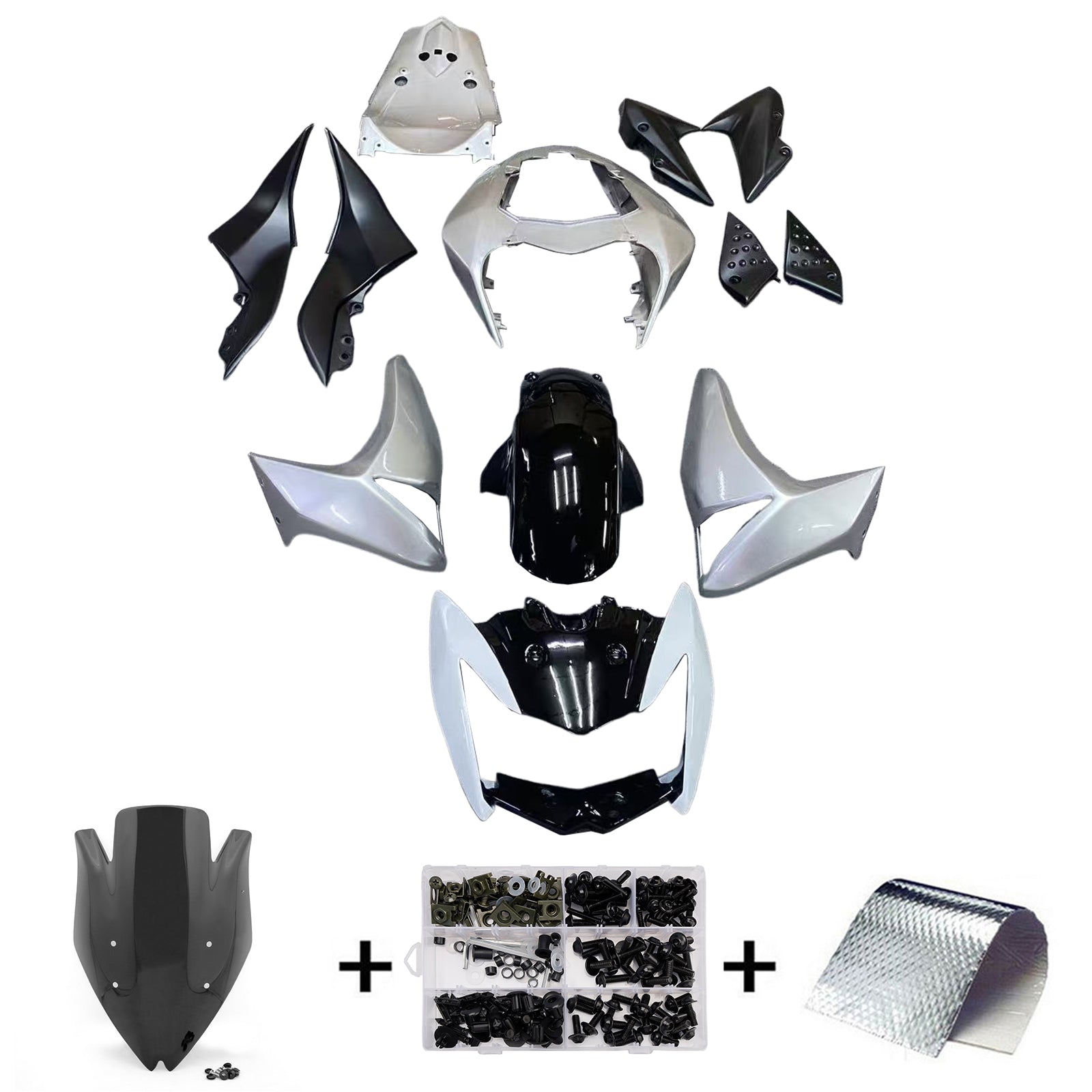 Amotopart 2007-2009 Kawasaki Z1000 Silber&Grauer Verkleidungssatz