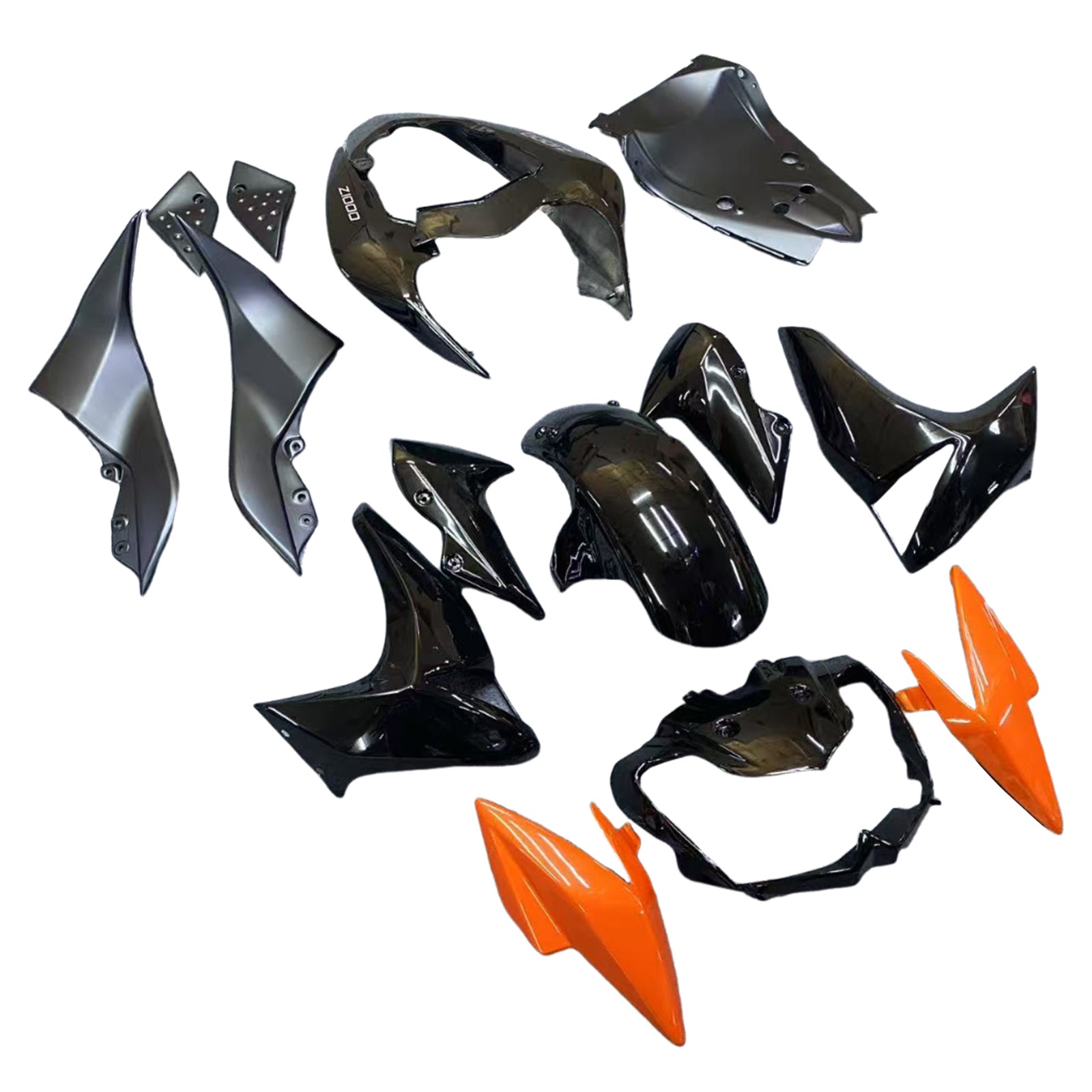Amotopart 2007-2009 Kawasaki Z1000 Black Orange Fairing Kit