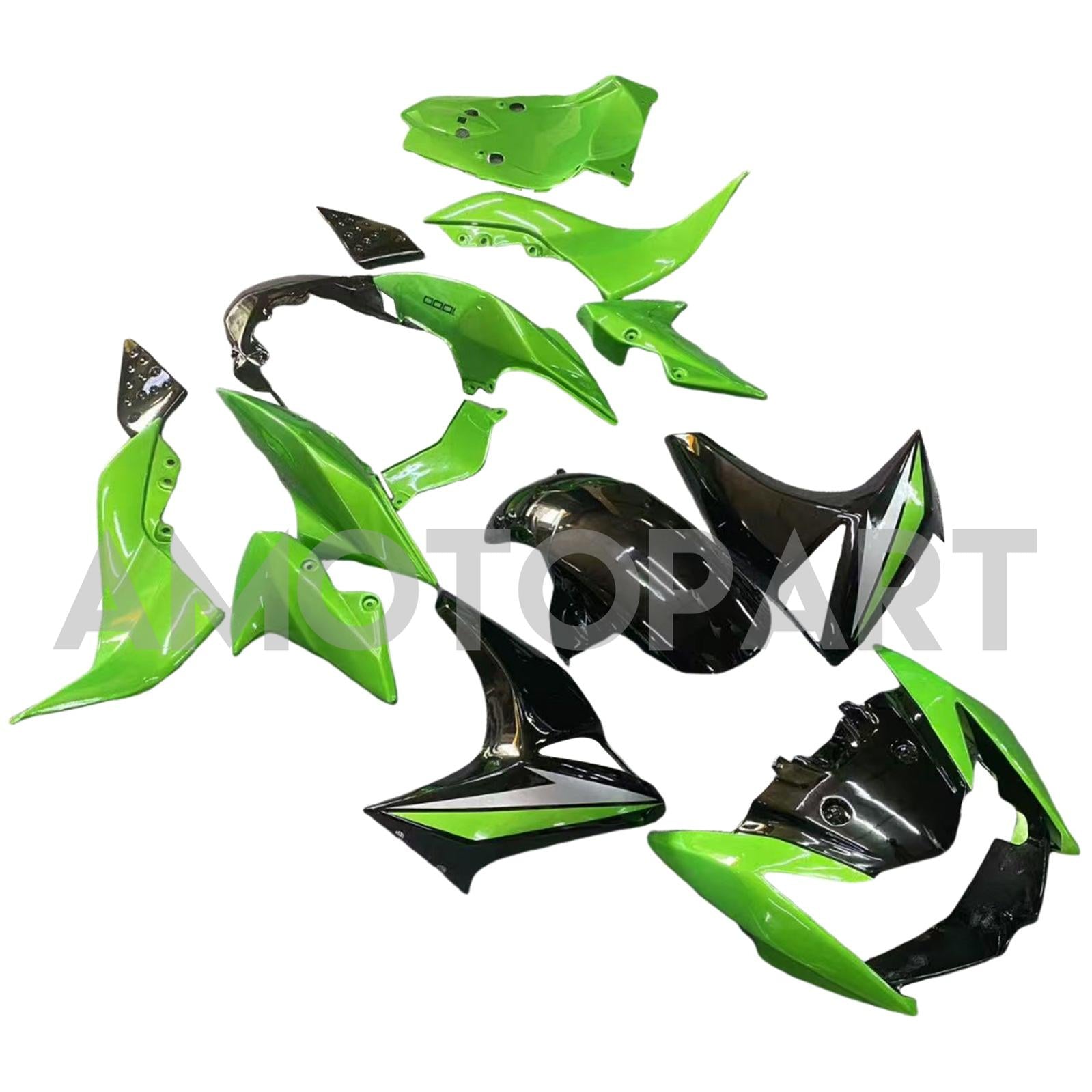 Amotopart 2007-2009 Kawasaki Z1000 Glossy Black Green Fairing Kit