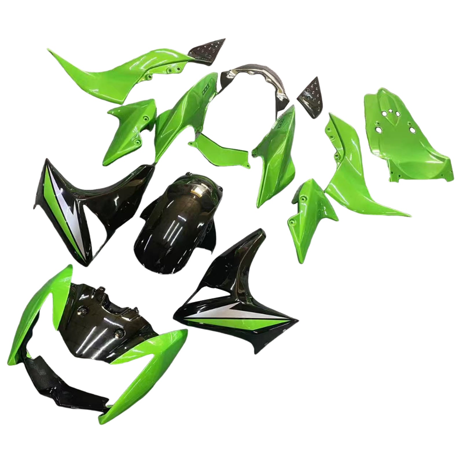 Amotopart 2007-2009 Kawasaki Z1000 Glossy Black Green Fairing Kit