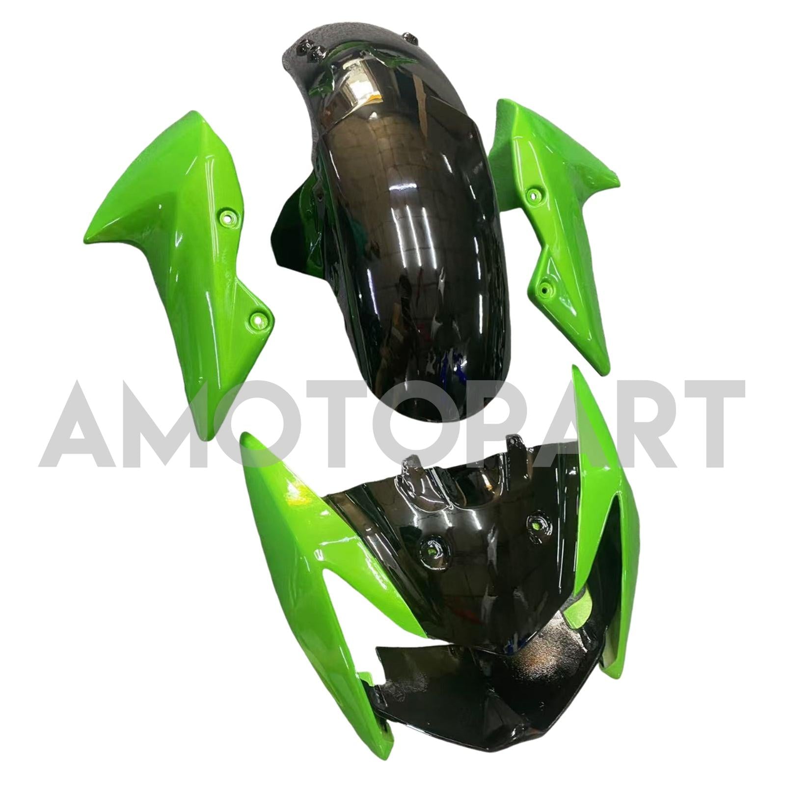 Amotopart 2007-2009 Kawasaki Z1000 Glossy Black Green Fairing Kit