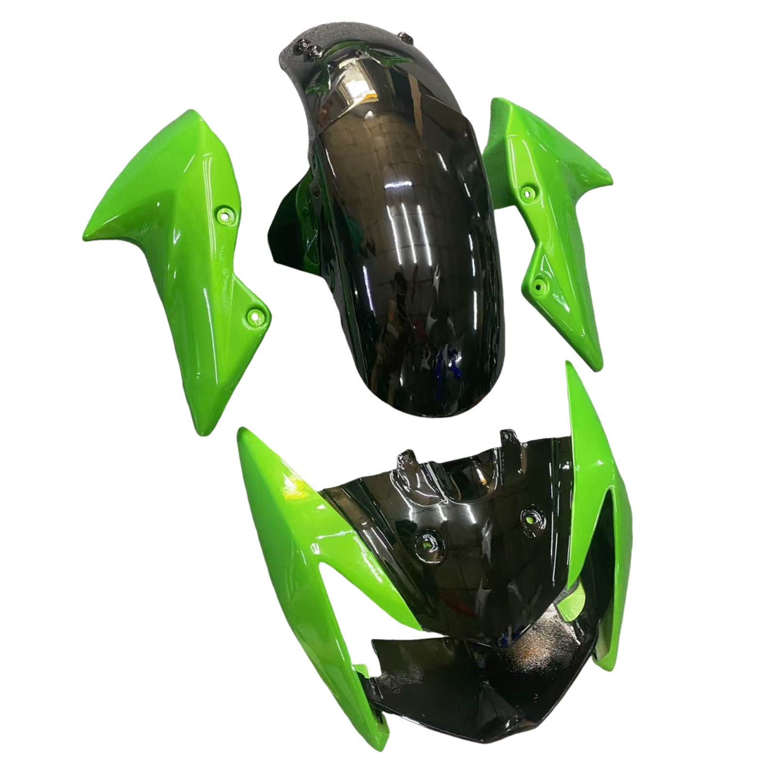 Amotopart 2007-2009 Kawasaki Z1000 Glossy Black Green Fairing Kit