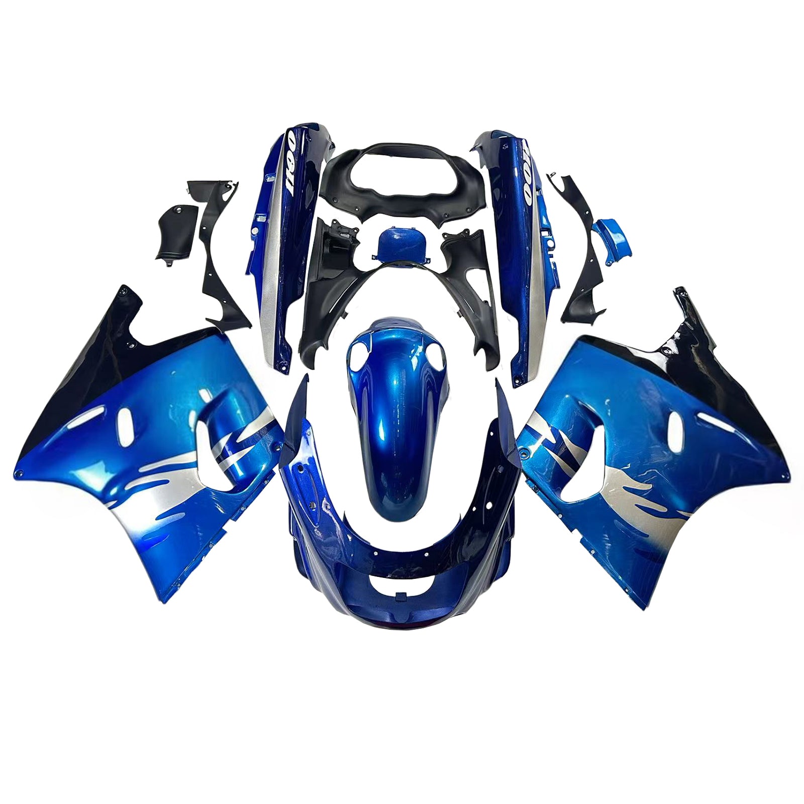 Amotopart 1993-2003 ZZR1100 Kawasaki Gloss Blue Fairing Kit