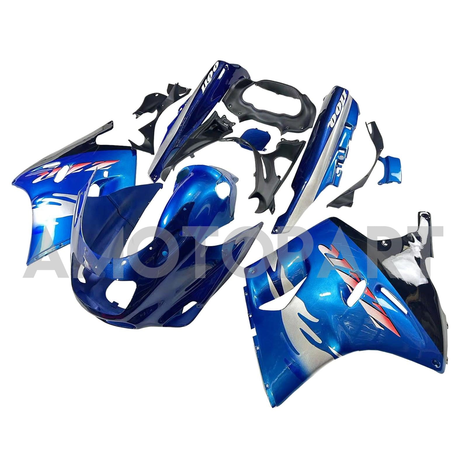 Amotopart 1993-2003 ZZR1100 Kawasaki Gloss Blue Fairring Kit