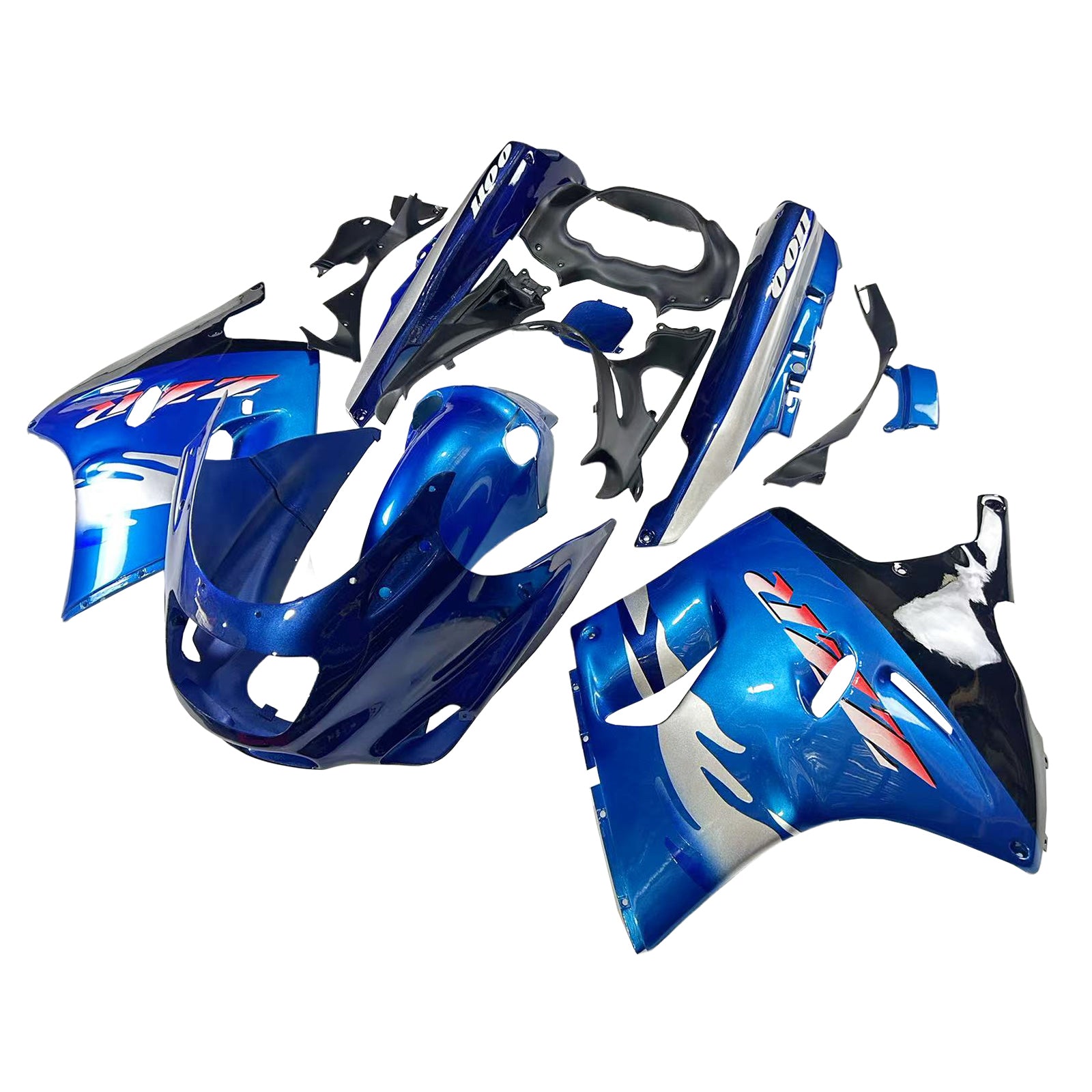 Amotopart 1993-2003 ZZR1100 Kawasaki Gloss Blue Fairing Kit
